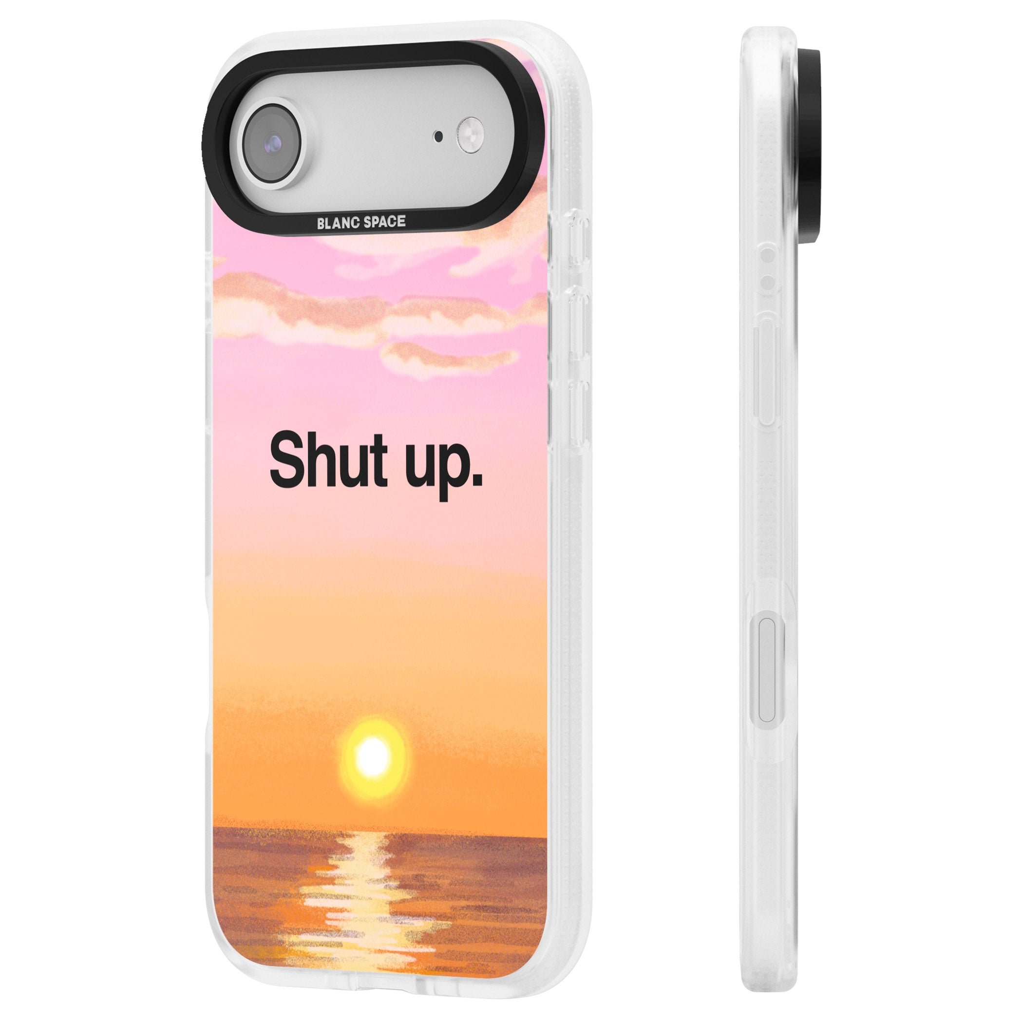 Shut Up iPhone 17 Air Impact Air Clear Phone Case Side Profile