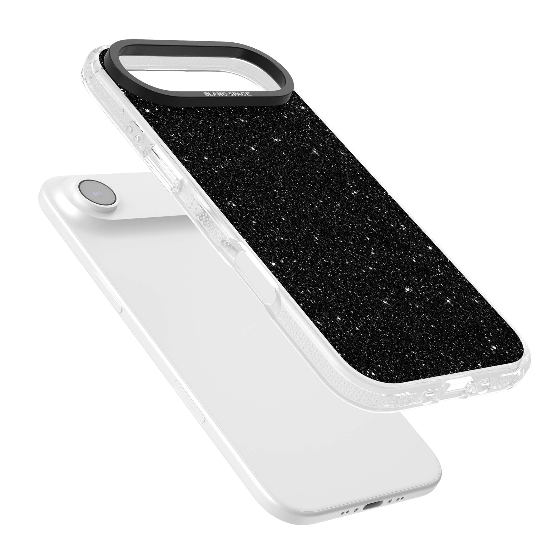 Black Glitter black glitter iPhone case featuring an all-over sparkly shimmer pattern on a jet black base | Clear Case Impact Air case for iPhone Air