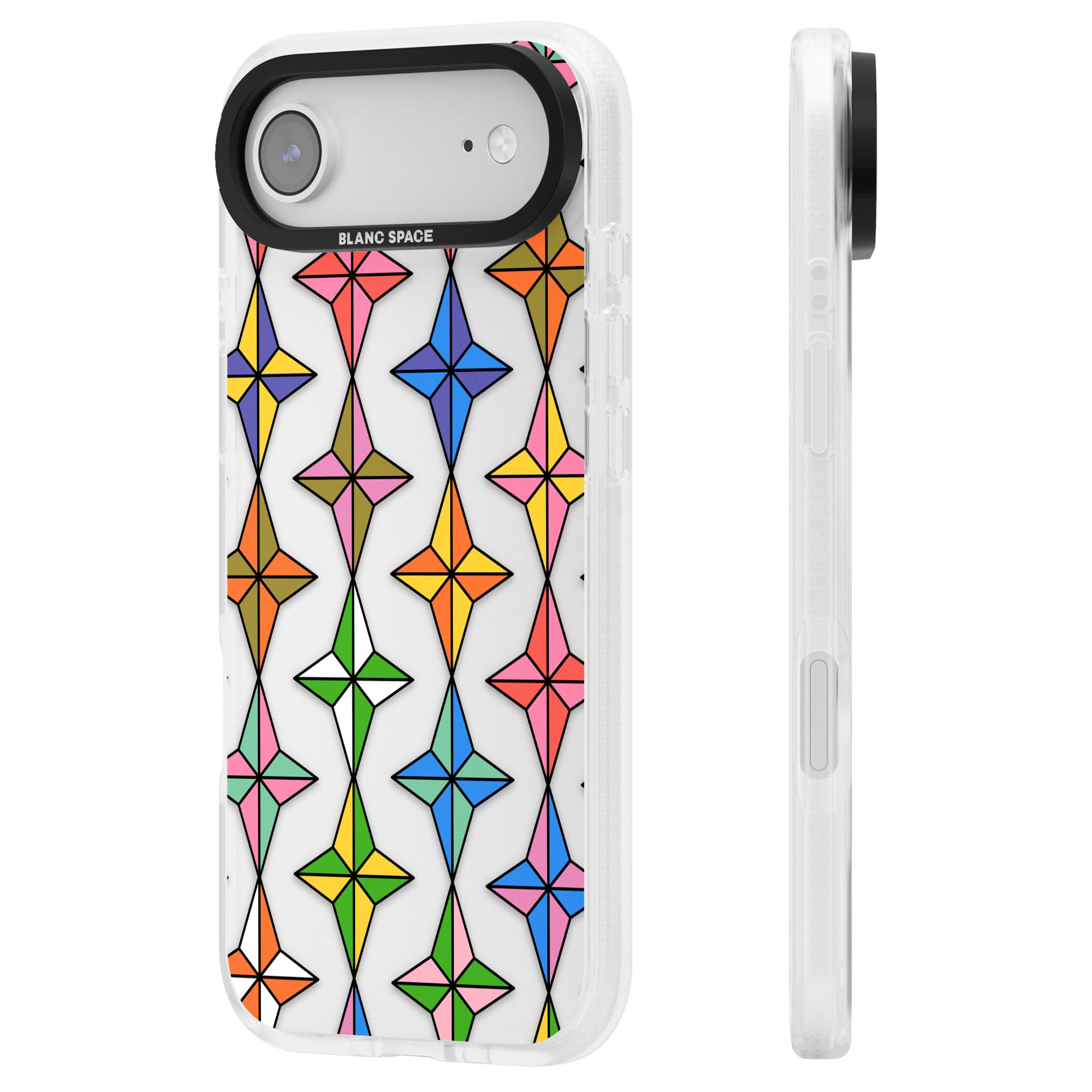 Multi Colour Stars Pattern iPhone 17 Air Impact Air Clear Phone Case Side Profile