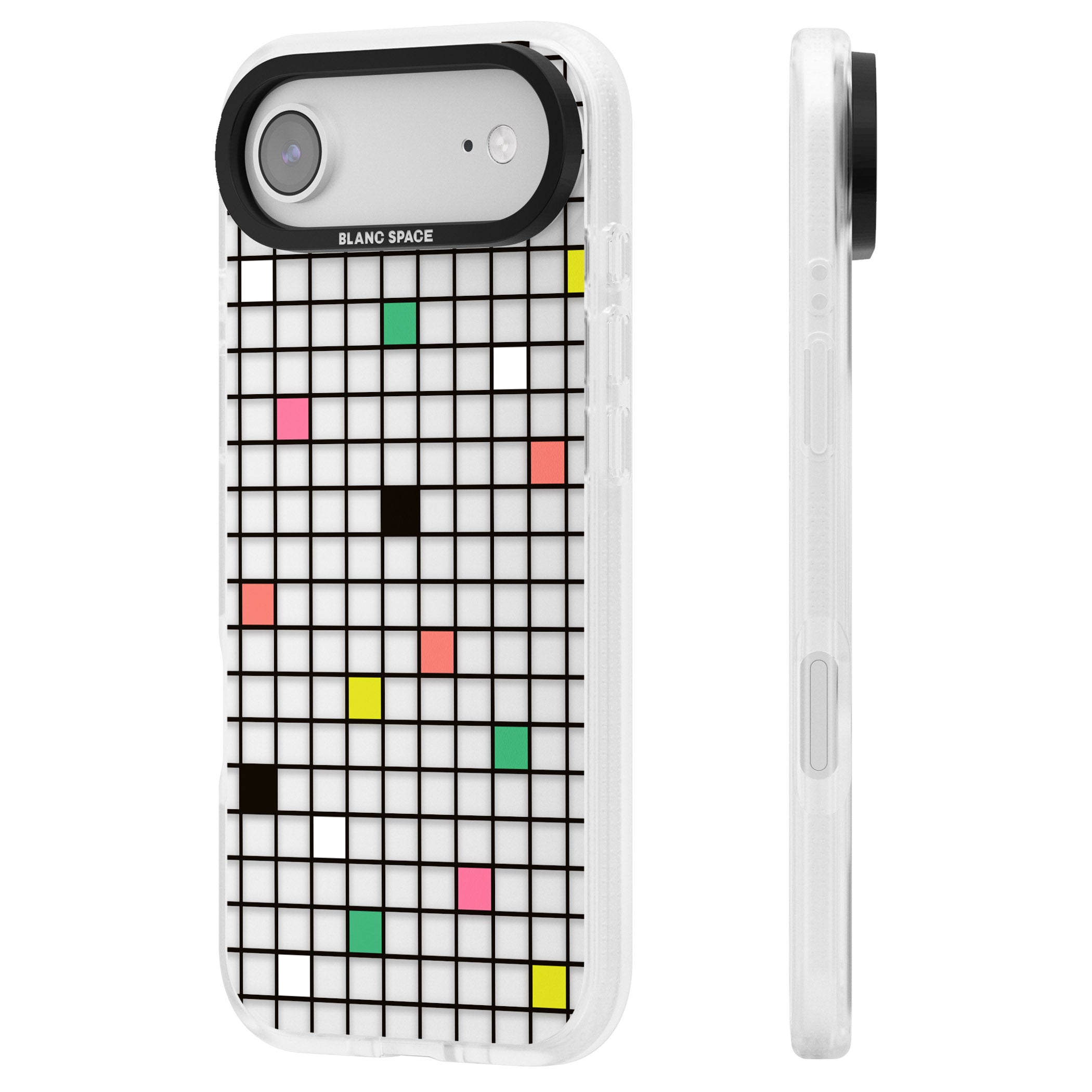 Vibrant Clear Geometric Grid iPhone 17 Air Impact Air Clear Phone Case Side Profile