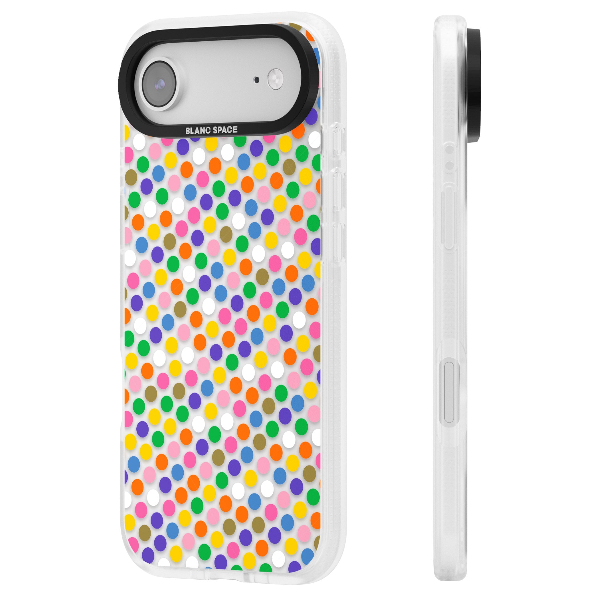 Multicolour Polka Dot Fiesta iPhone 17 Air Impact Air Clear Phone Case Side Profile