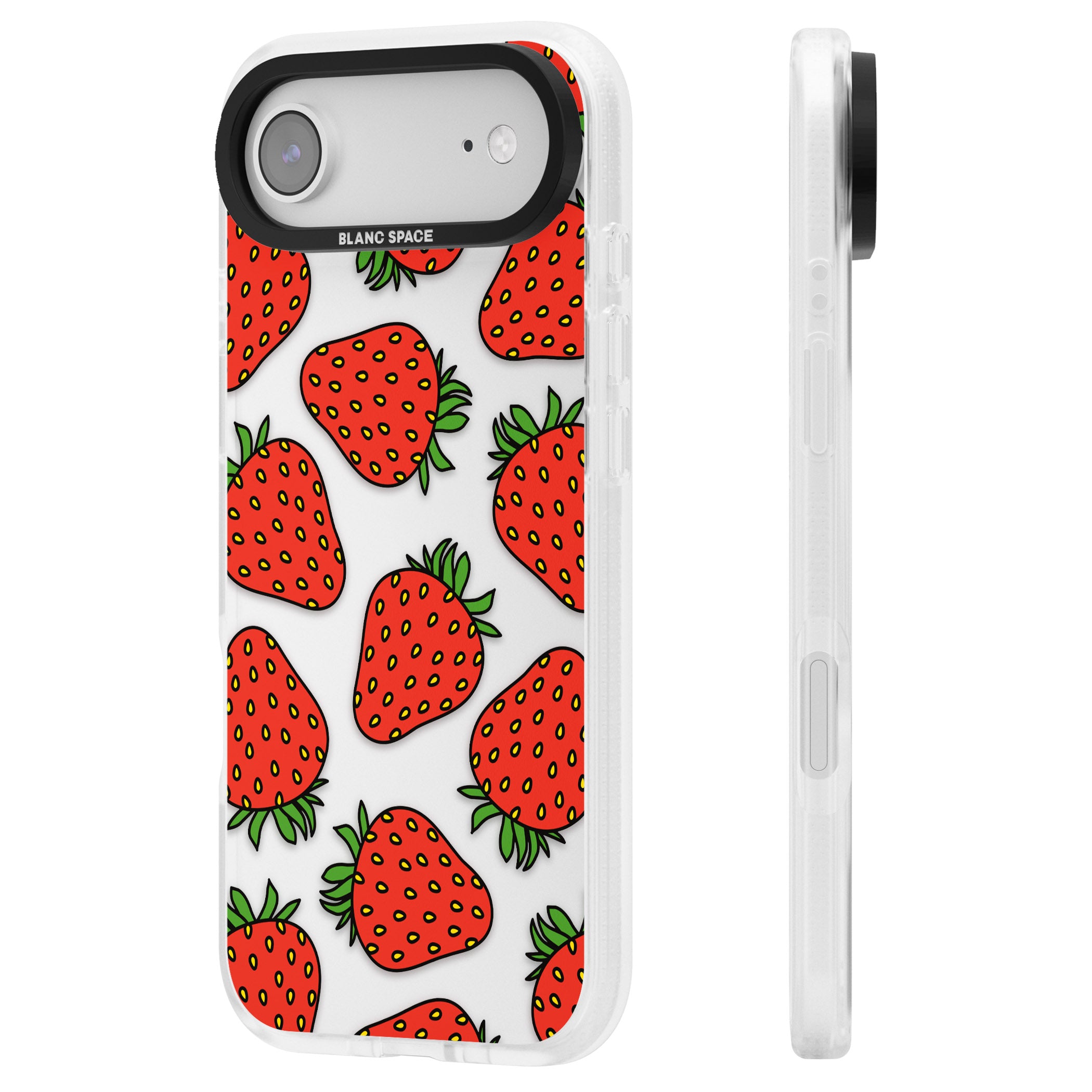Strawberry Pattern iPhone 17 Air Impact Air Clear Phone Case Side Profile