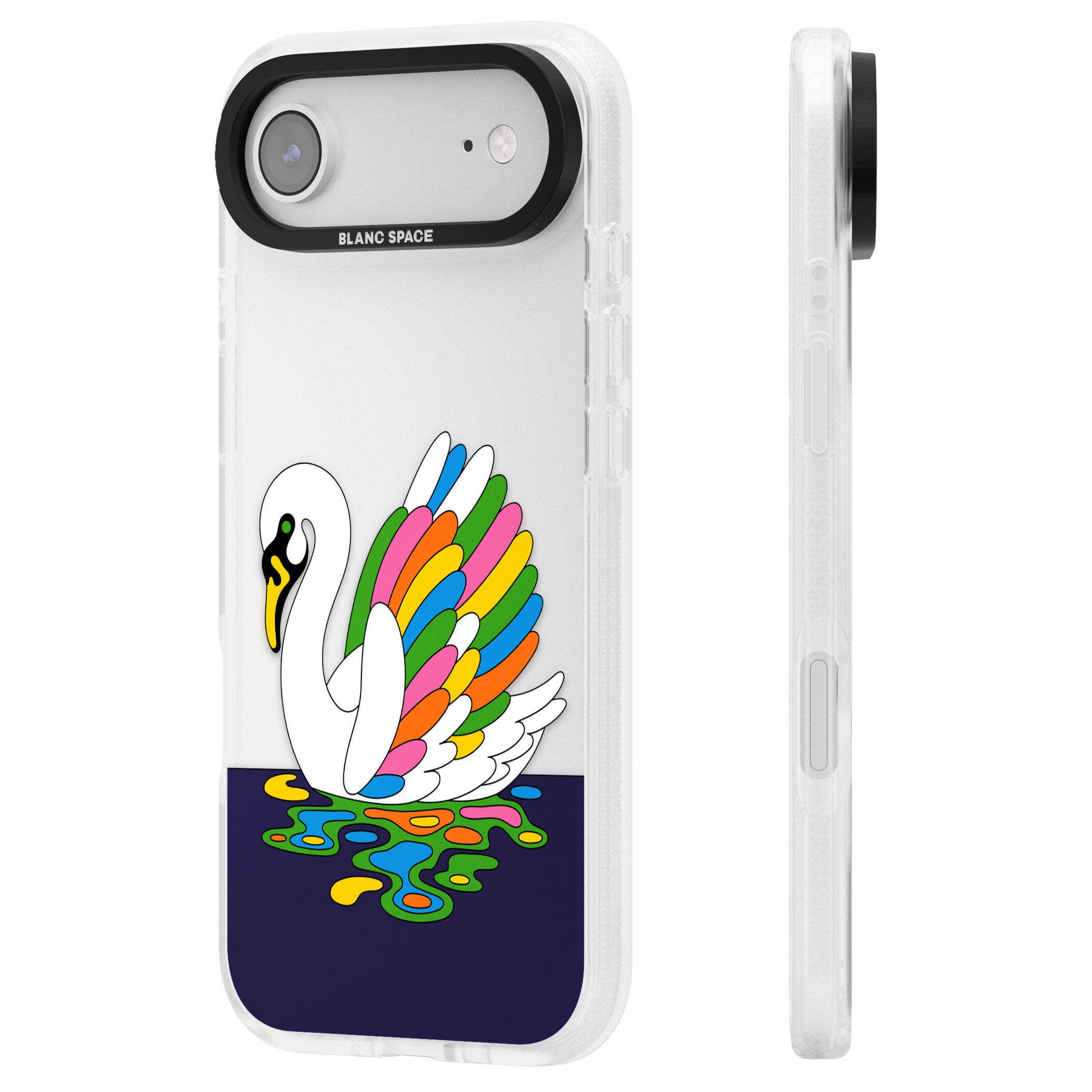 Serene Swan iPhone 17 Air Impact Air Clear Phone Case Side Profile