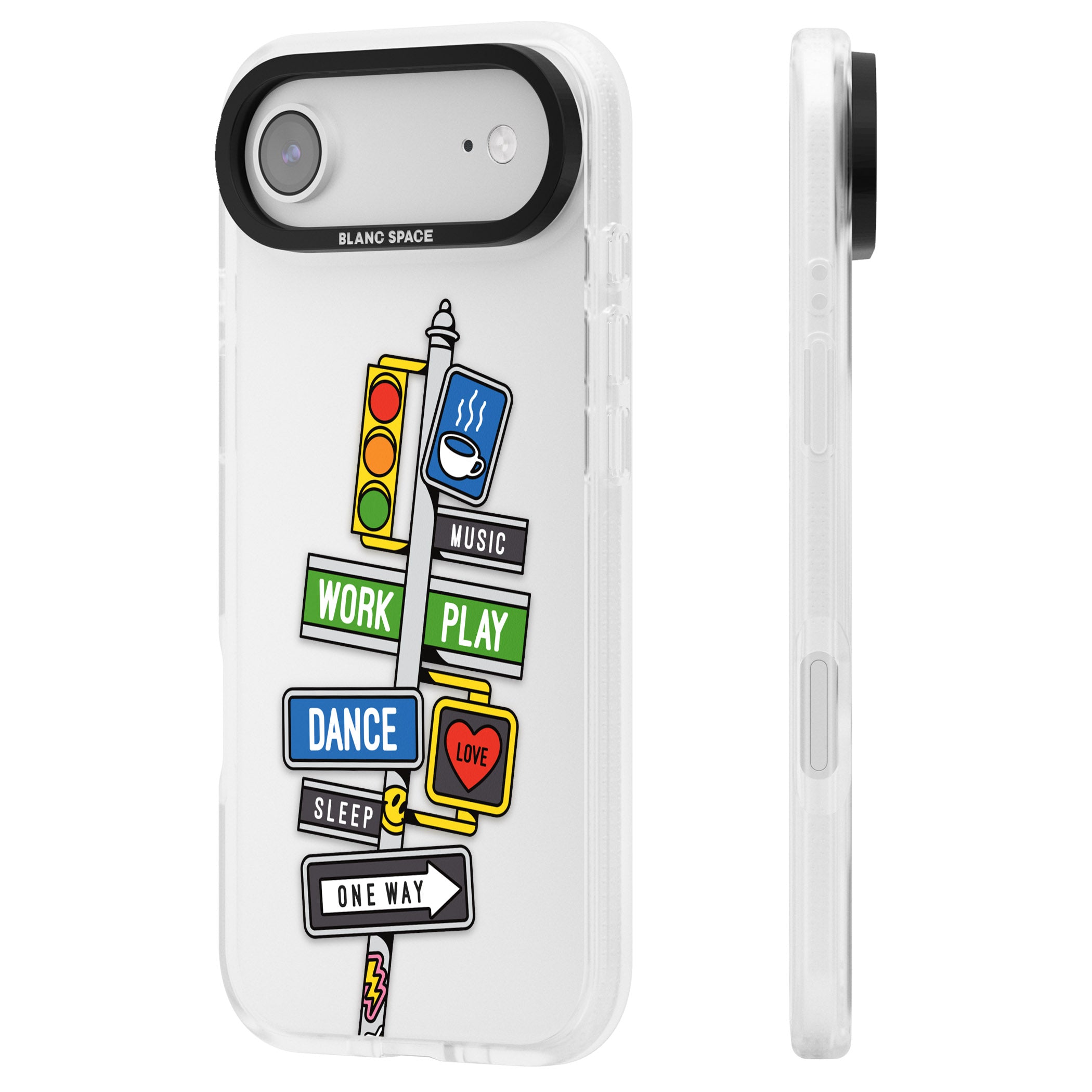 Mood Street Signs iPhone 17 Air Impact Air Clear Phone Case Side Profile