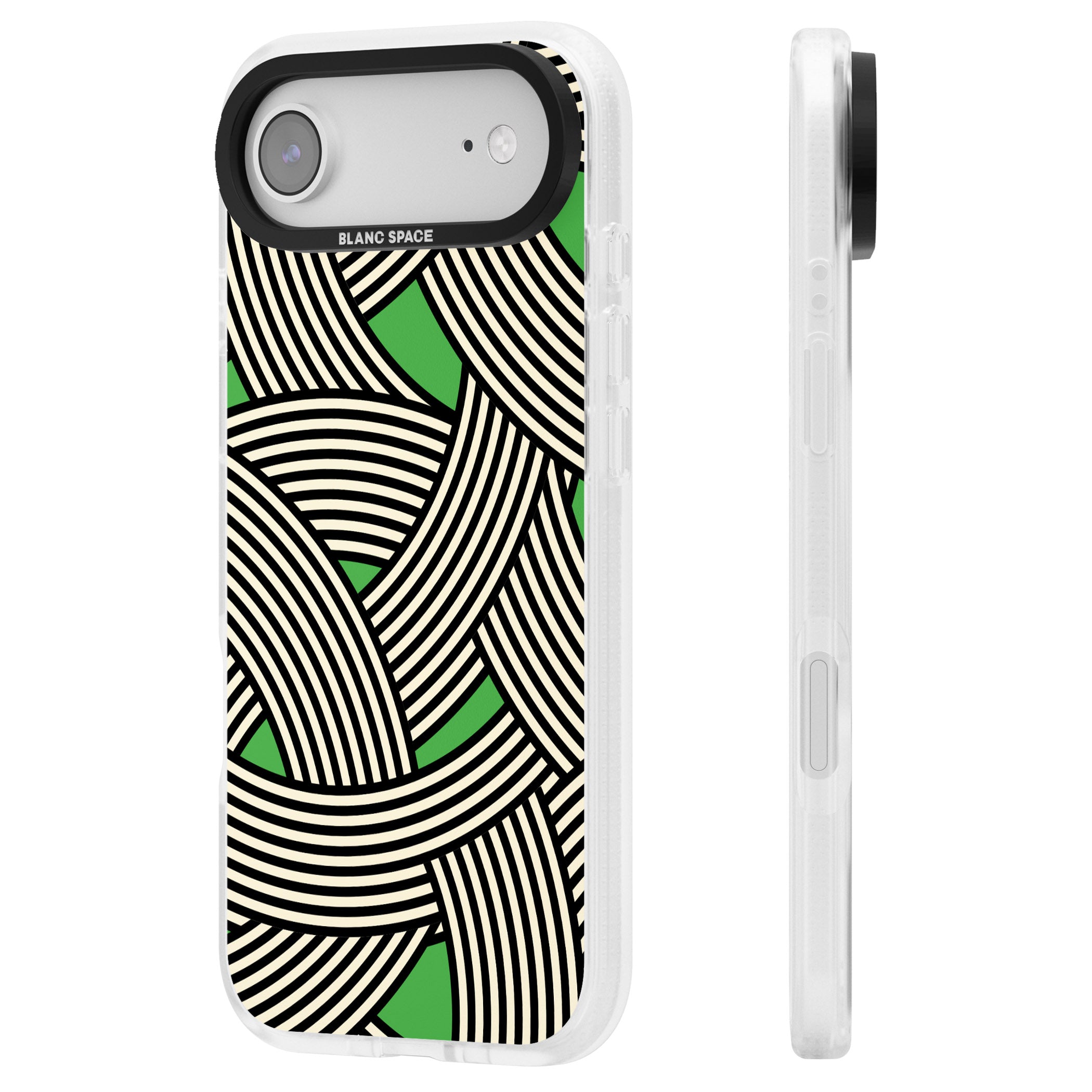 Green Optic Waves iPhone 17 Air Impact Air Clear Phone Case Side Profile