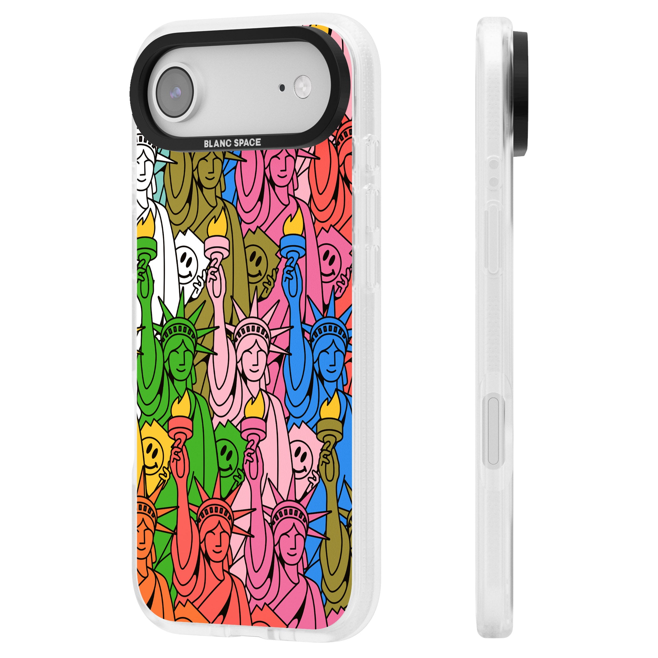 Multicolour Liberty Pattern iPhone 17 Air Impact Air Clear Phone Case Side Profile