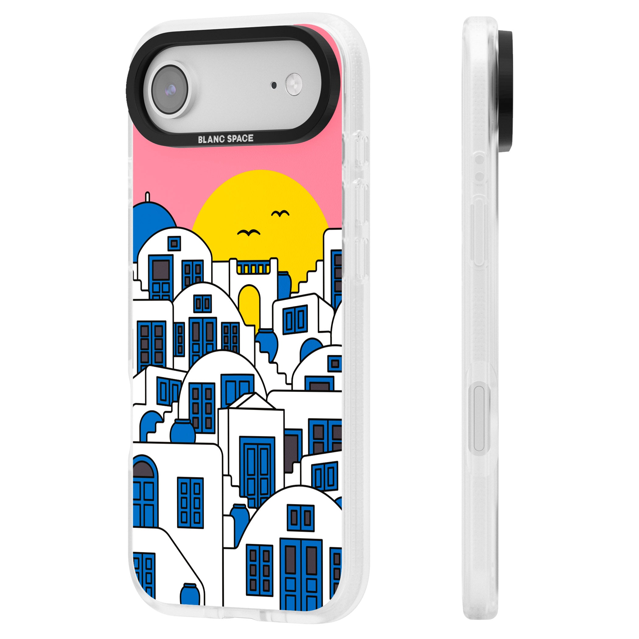 Santorini Sunset iPhone 17 Air Impact Air Clear Phone Case Side Profile