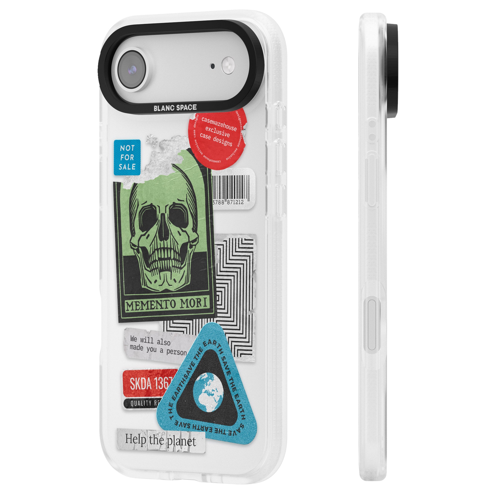 Skull Sticker Mix iPhone 17 Air Impact Air Clear Phone Case Side Profile