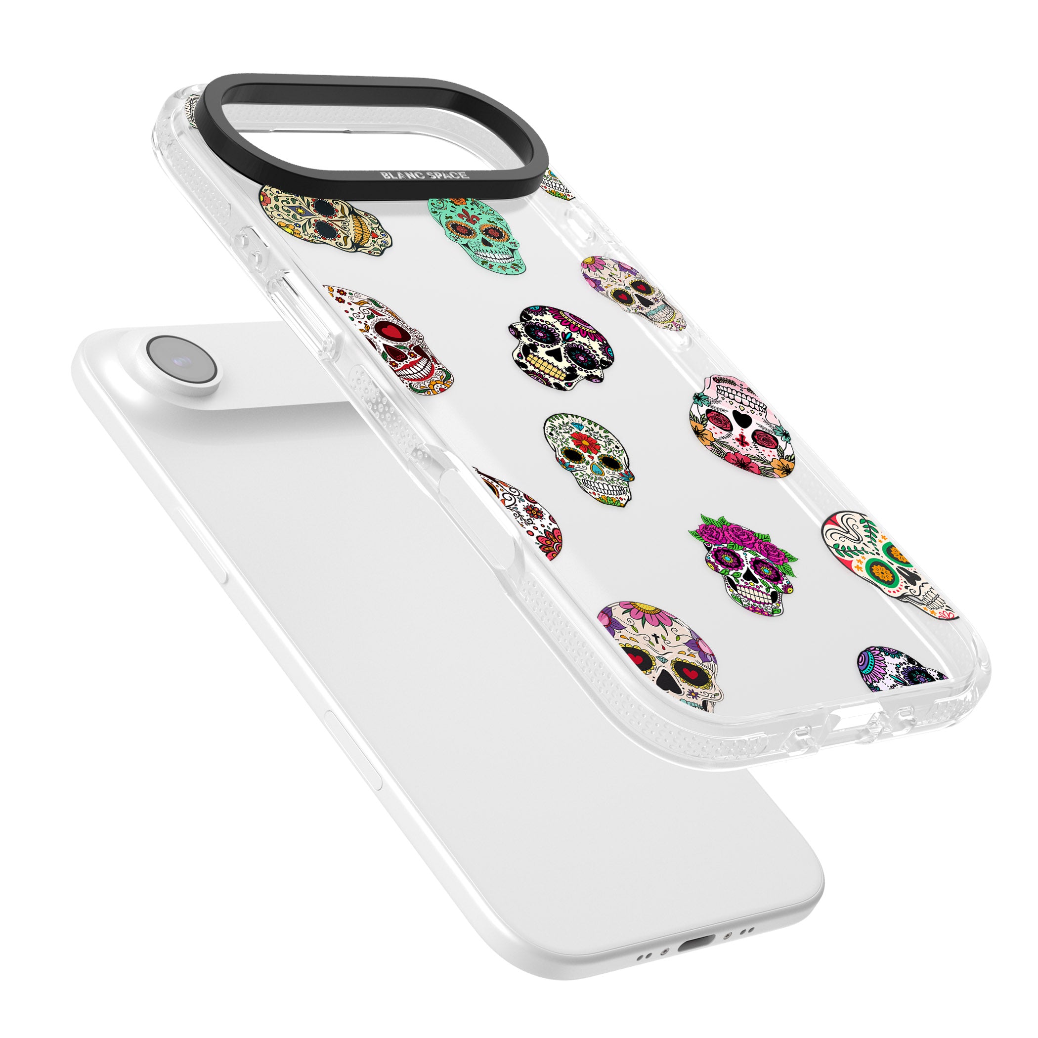 Mixed Sugar Skull Pattern iPhone 17 Air Impact Air Clear Phone Case Colours