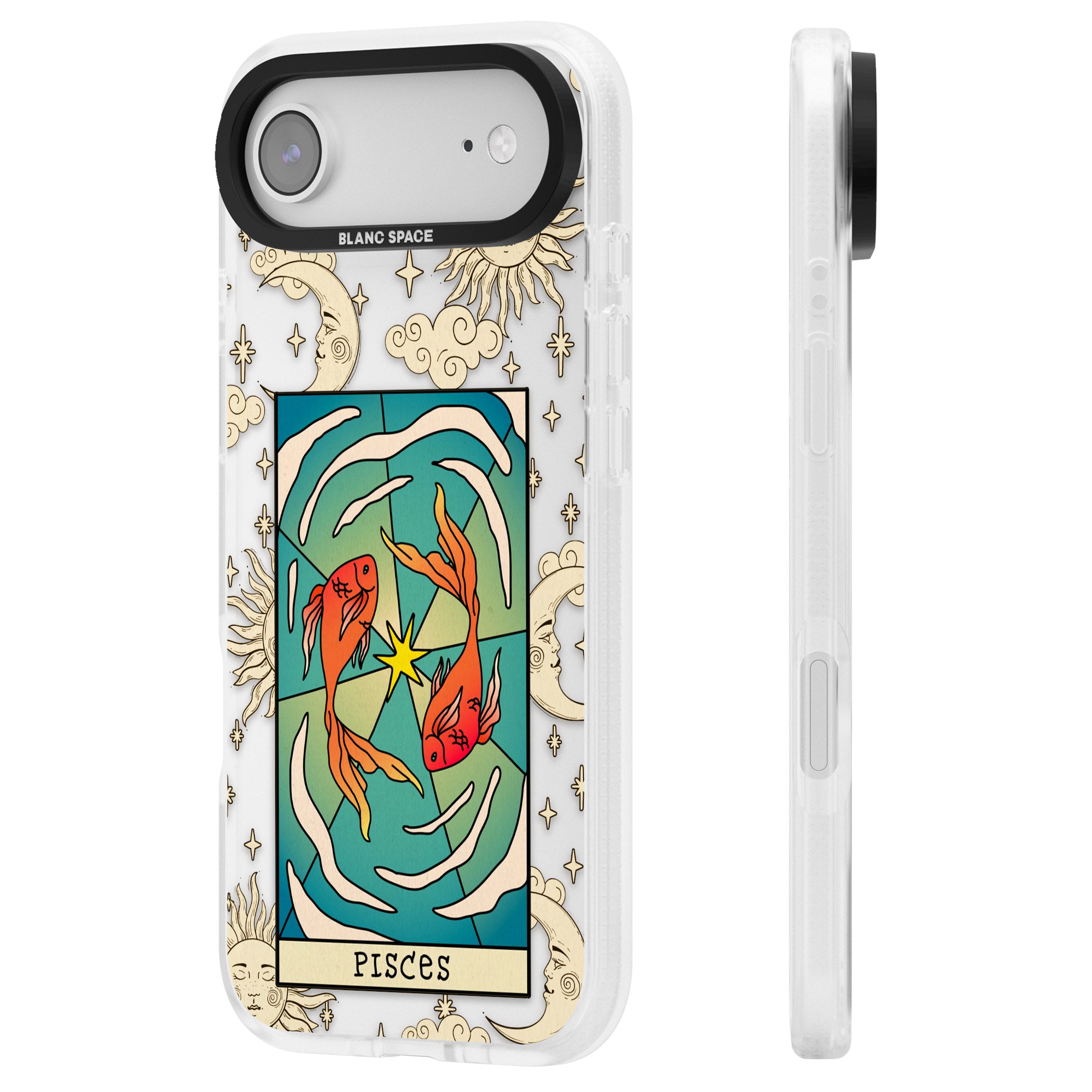 Celestial Zodiac Pisces iPhone 17 Air Impact Air Clear Phone Case Side Profile