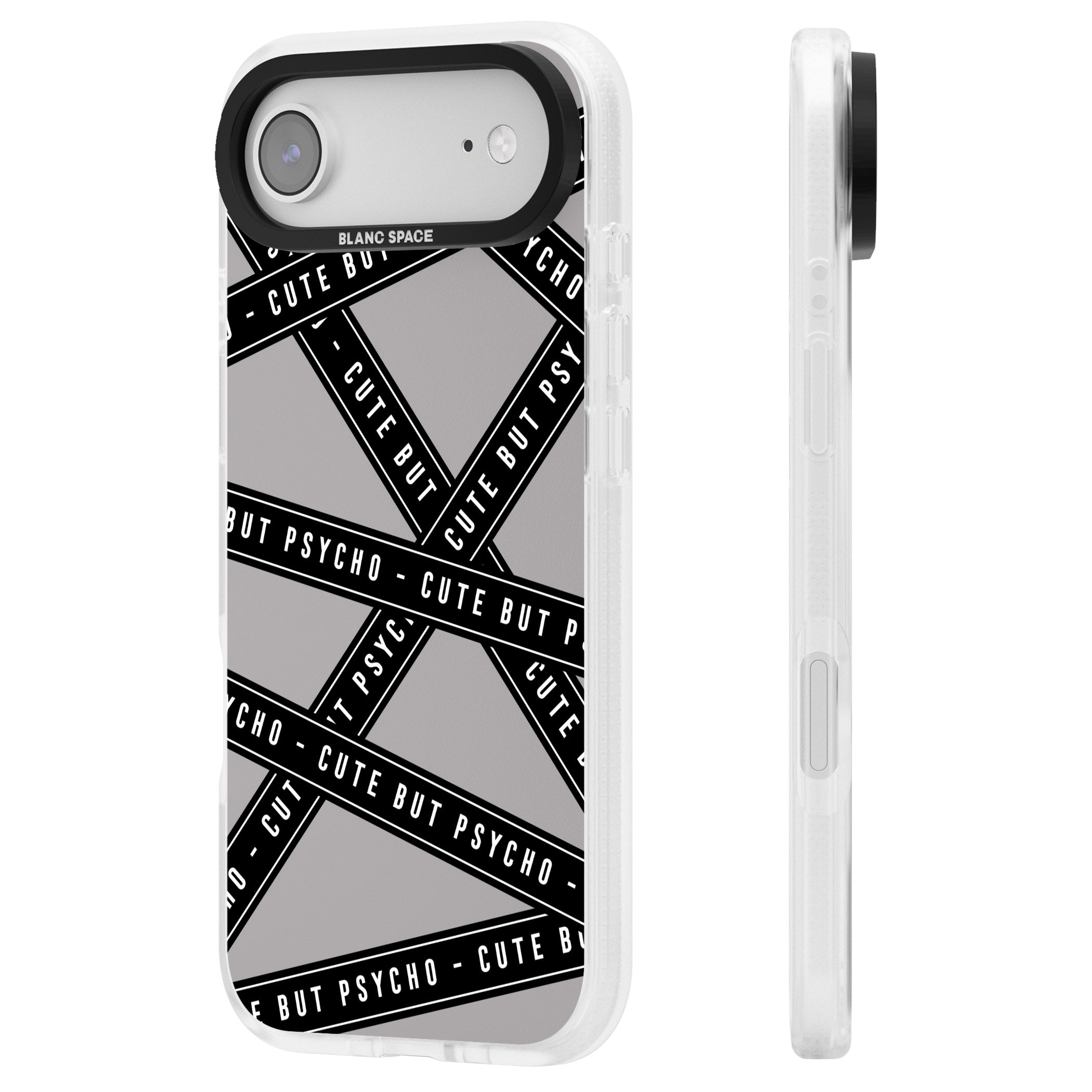 Cute But Psycho iPhone 17 Air Impact Air Clear Phone Case Side Profile