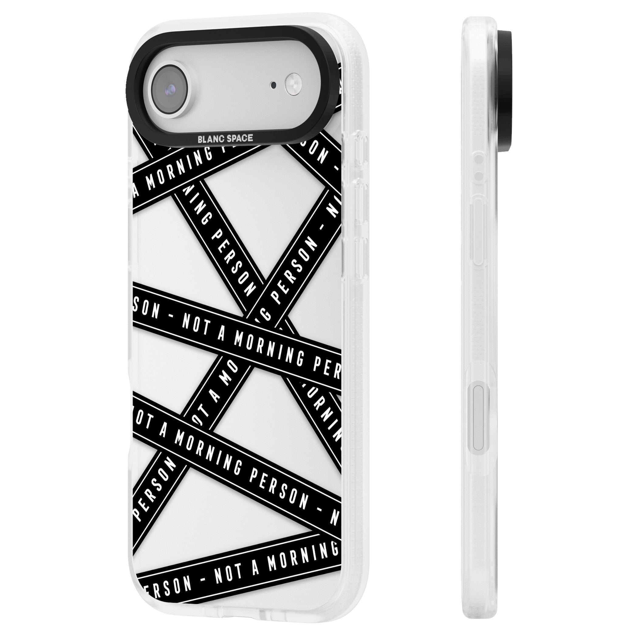 Not A Morning Person iPhone 17 Air Impact Air Clear Phone Case Side Profile