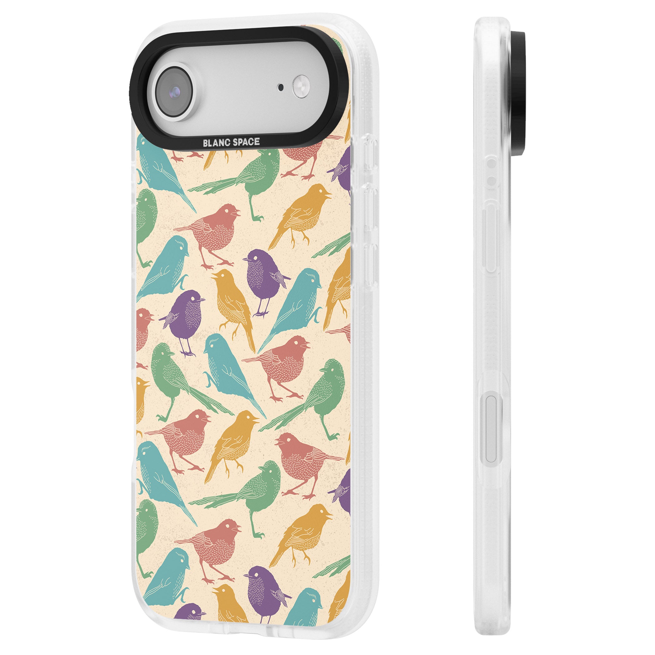 Colorful Feathered Friends iPhone 17 Air Impact Air Clear Phone Case Side Profile