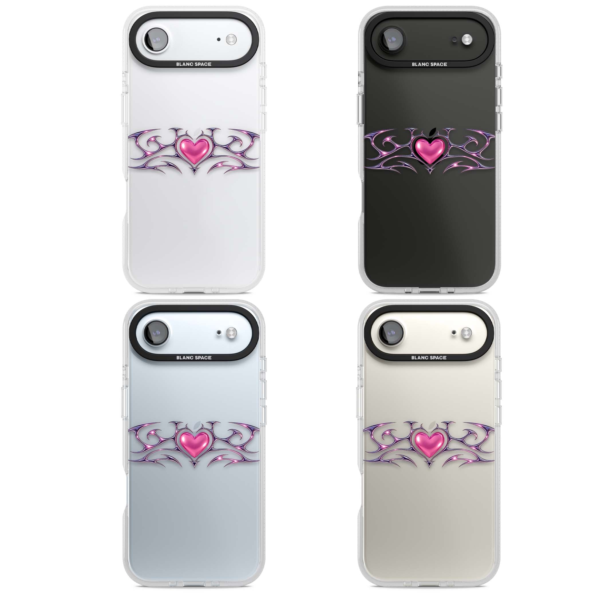 Pink Chrome Heart y2k iPhone case | Clear Case Impact Air case for iPhone Air