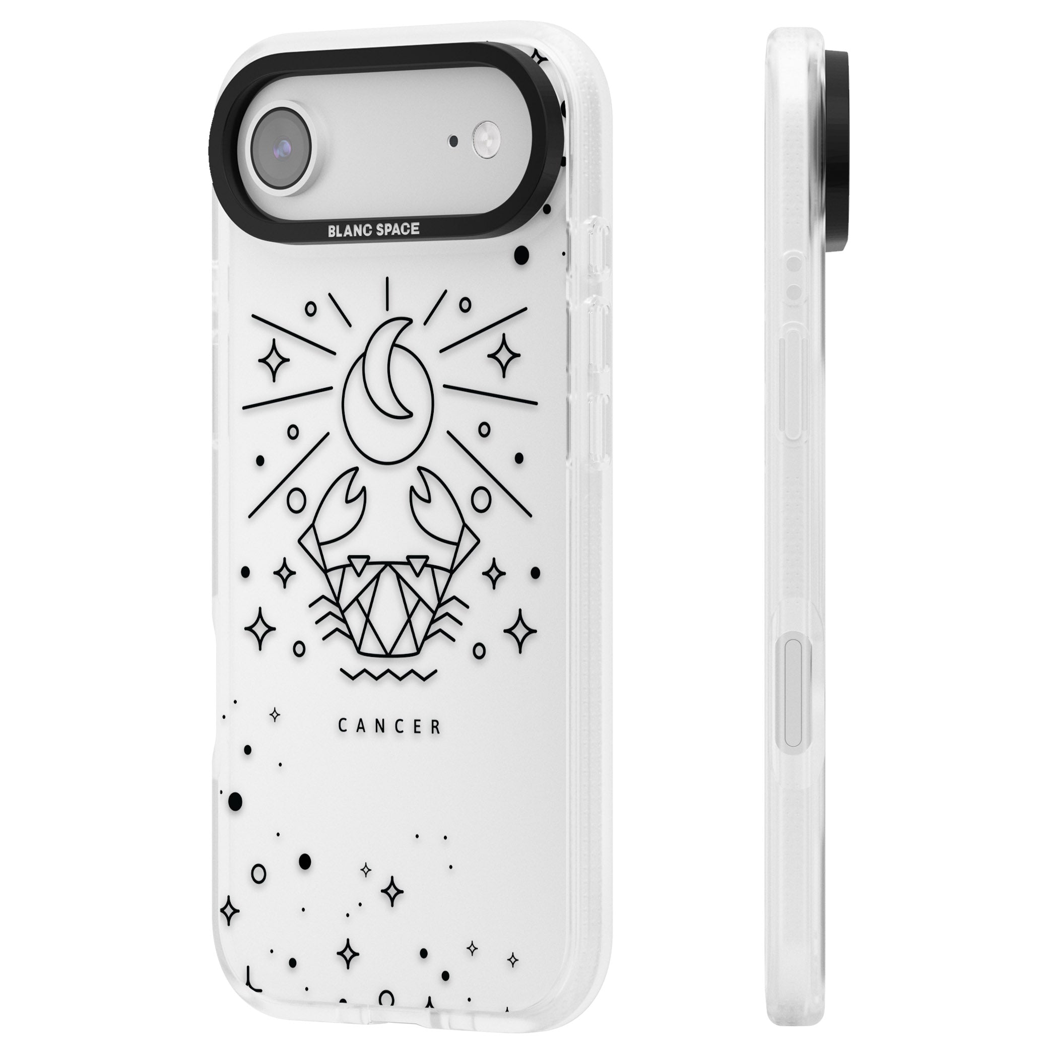 Zodiac Cancer Moon iPhone 17 Air Impact Air Clear Phone Case Side Profile