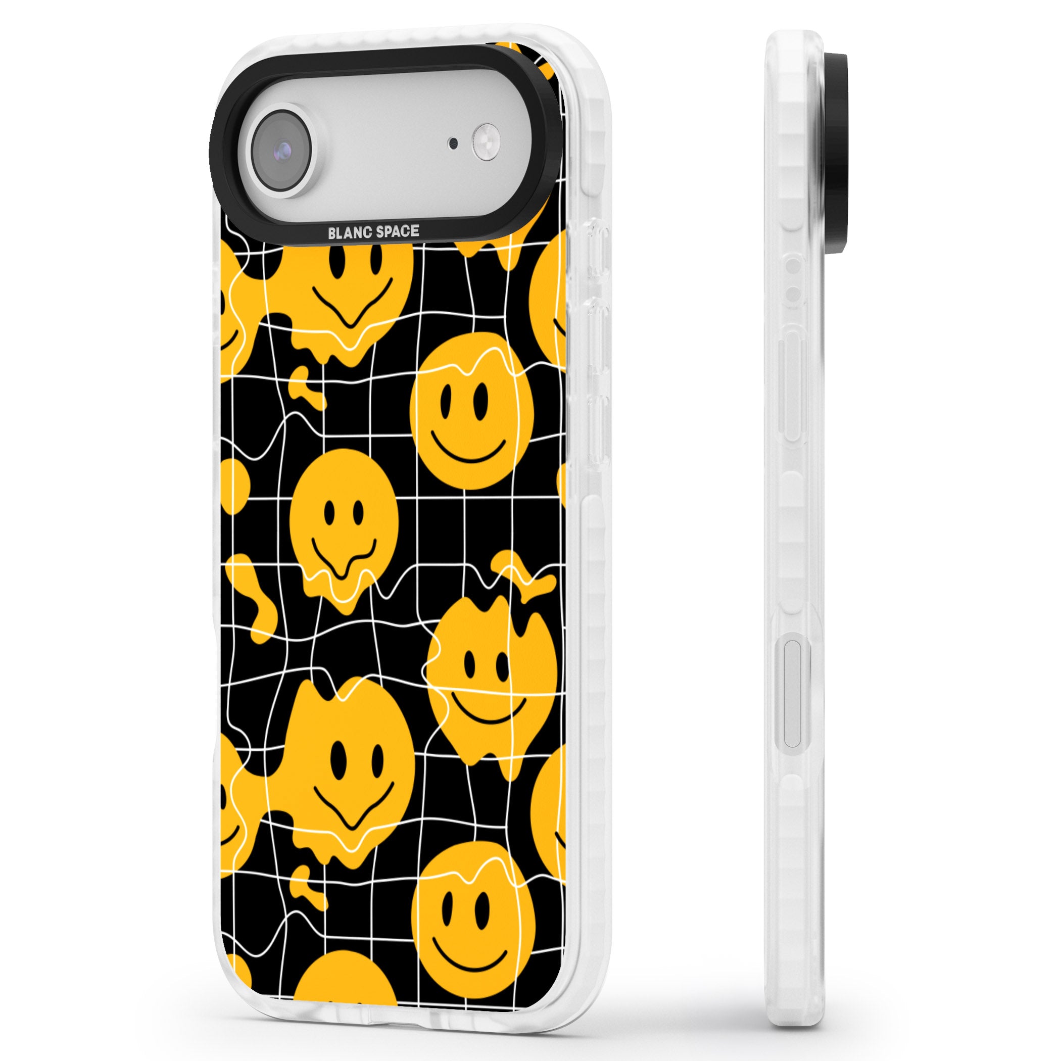 Acid Face Grid Pattern iPhone 17 Air Impact Clear Phone Case Side Profile
