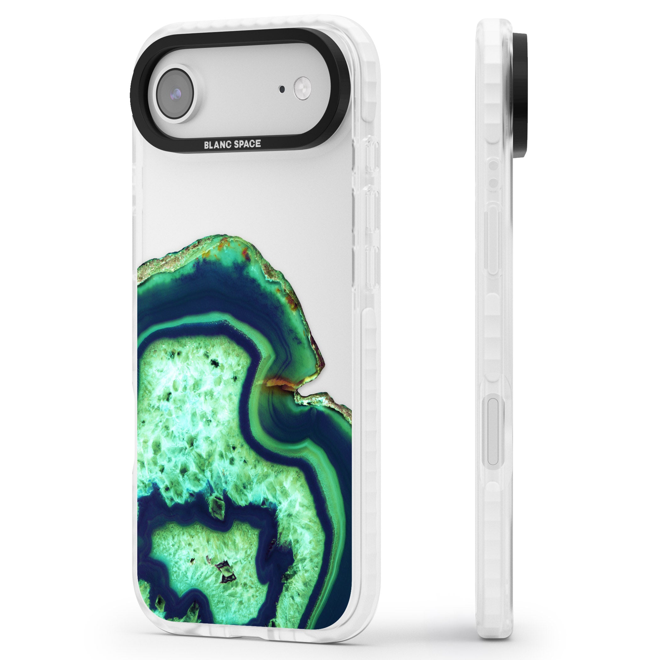 Emerald Agate Slice iPhone 17 Air Impact Clear Phone Case Side Profile
