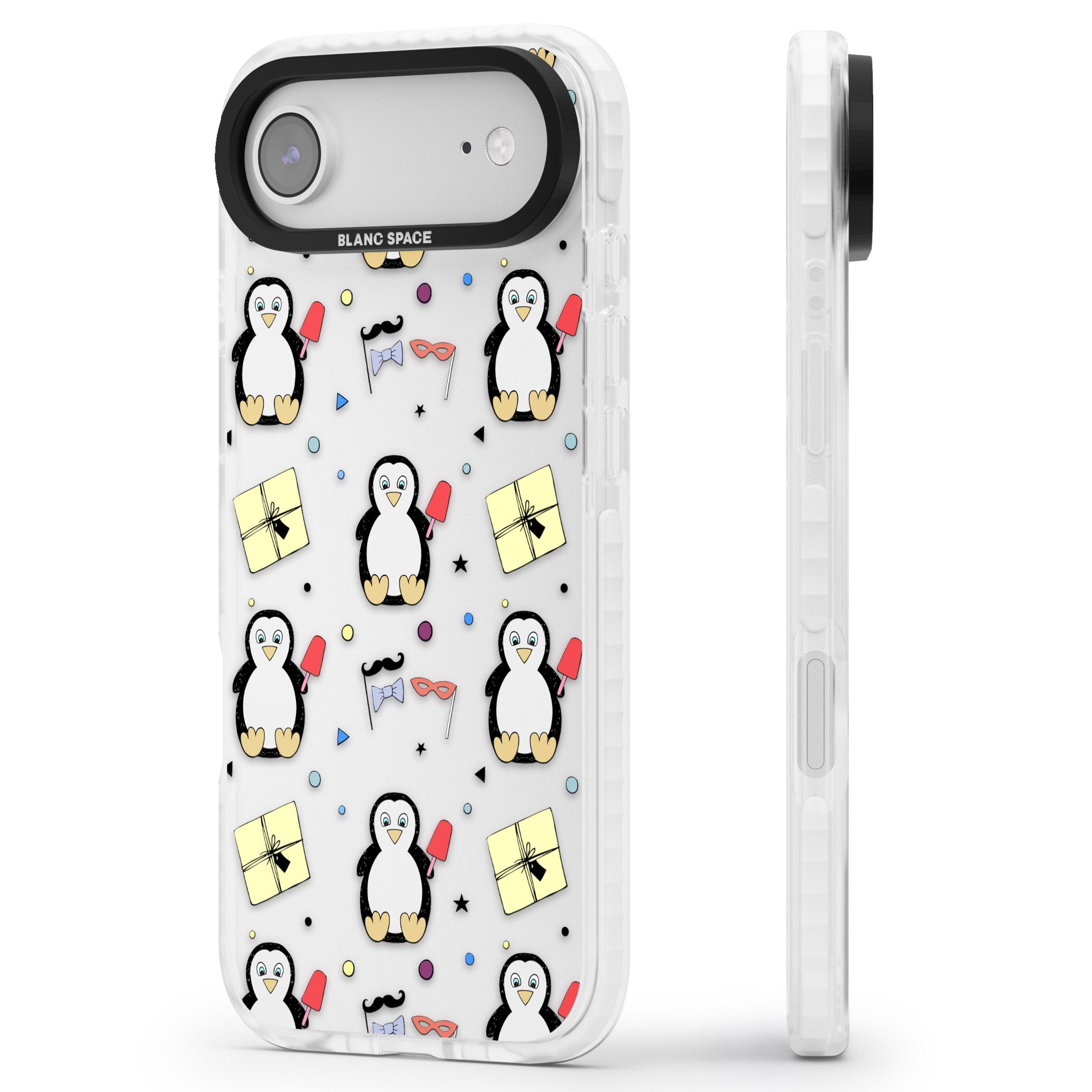 Cute Penguin Pattern Clear iPhone 17 Air Impact Clear Phone Case Side Profile