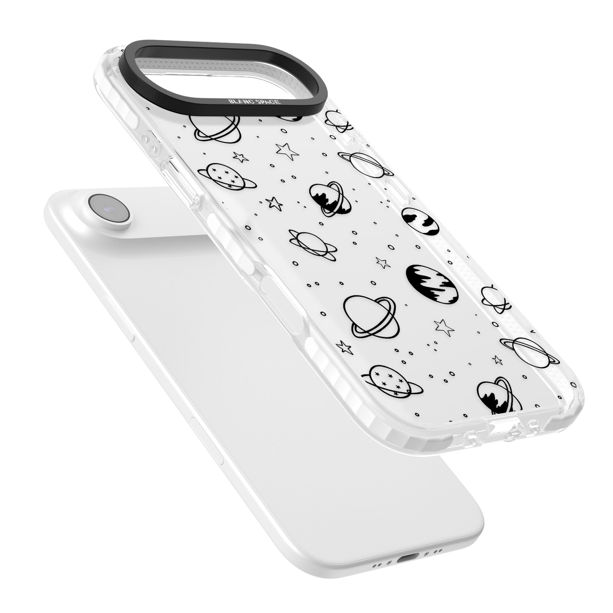 Cosmic Sketch Black Clear iPhone 17 Air Impact Clear Phone Case Colours