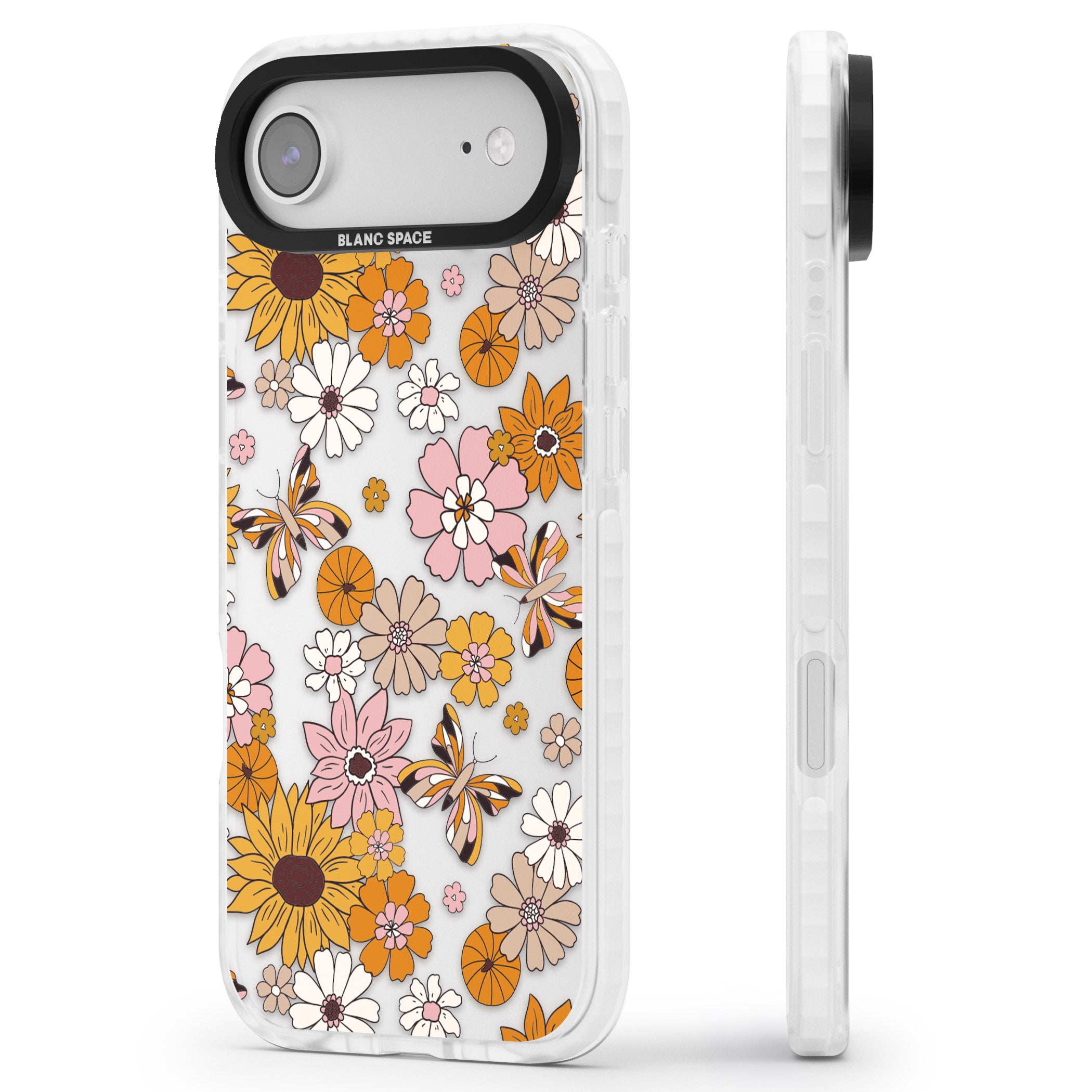 Butterfly Bloom Autumn Floral iPhone 17 Air Impact Clear Phone Case Side Profile
