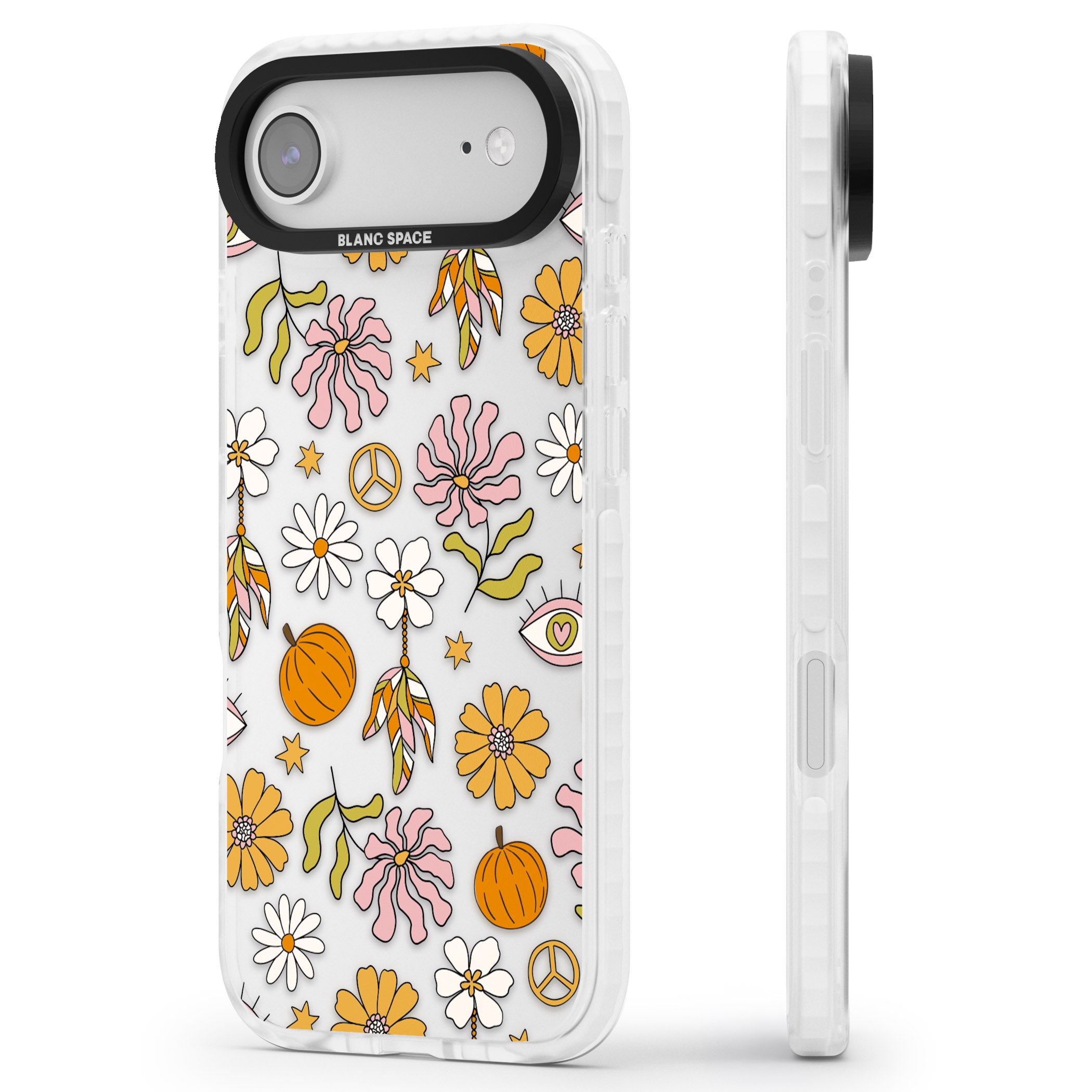 Retro Boho Fall Floral iPhone 17 Air Impact Clear Phone Case Side Profile