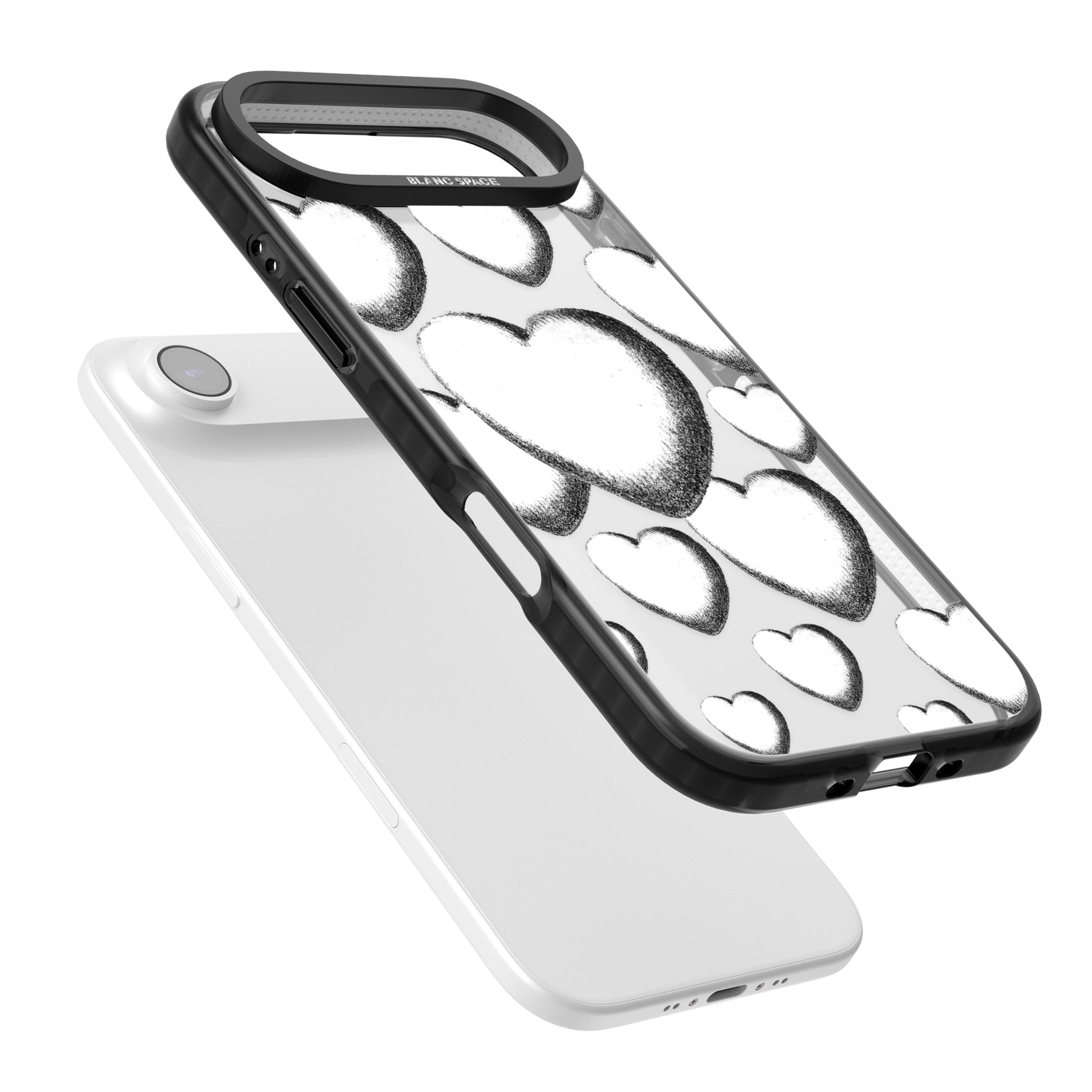 Hand Drawn Hearts iPhone 17 Air Impact Black Phone Case Colours