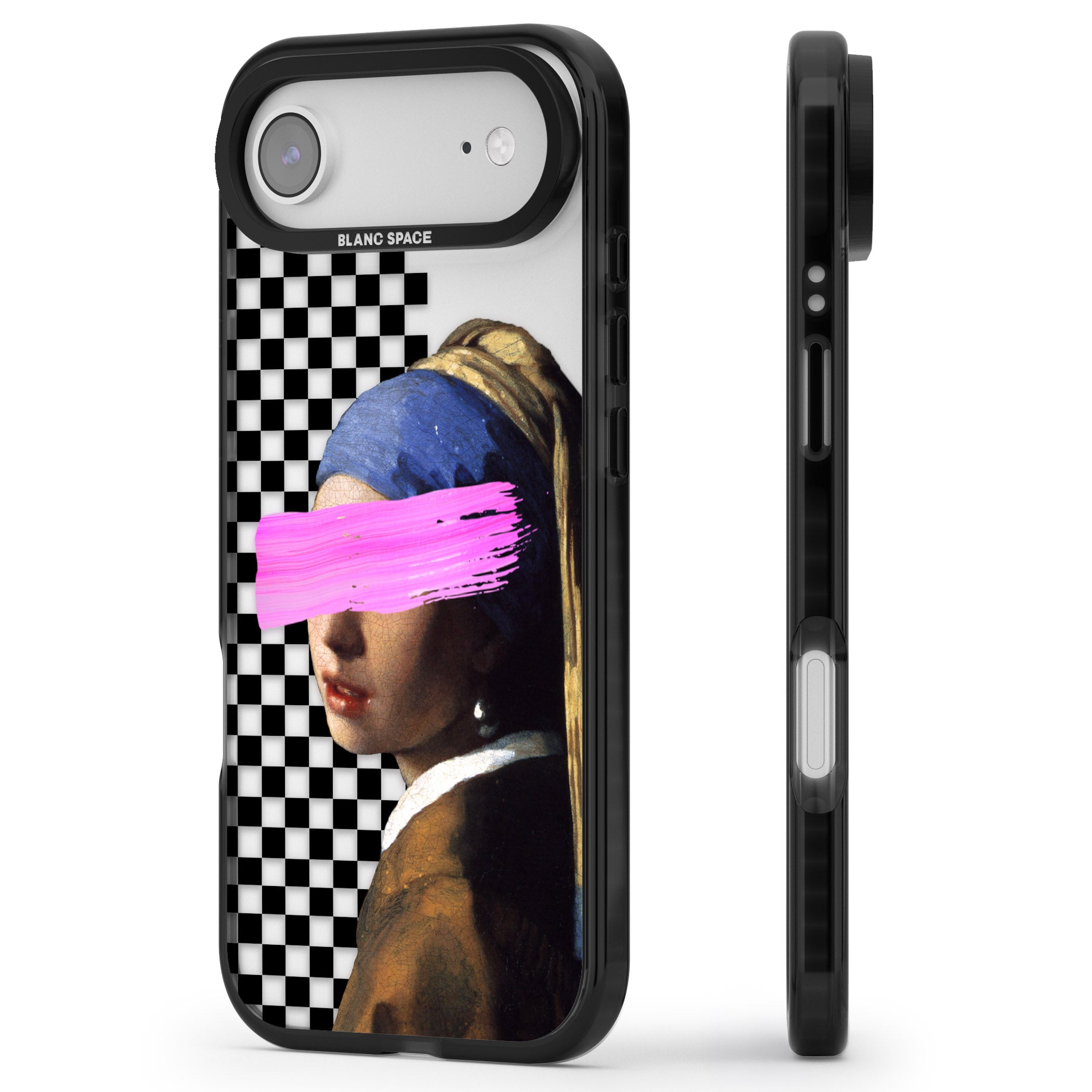 Abstract Pearl Girl iPhone 17 Air Impact Black Phone Case Side Profile