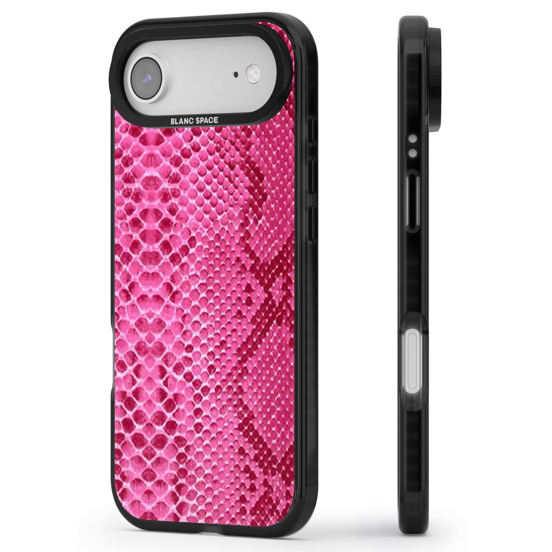 Pink Snakeskin iPhone 17 Air Impact Black Phone Case Side Profile