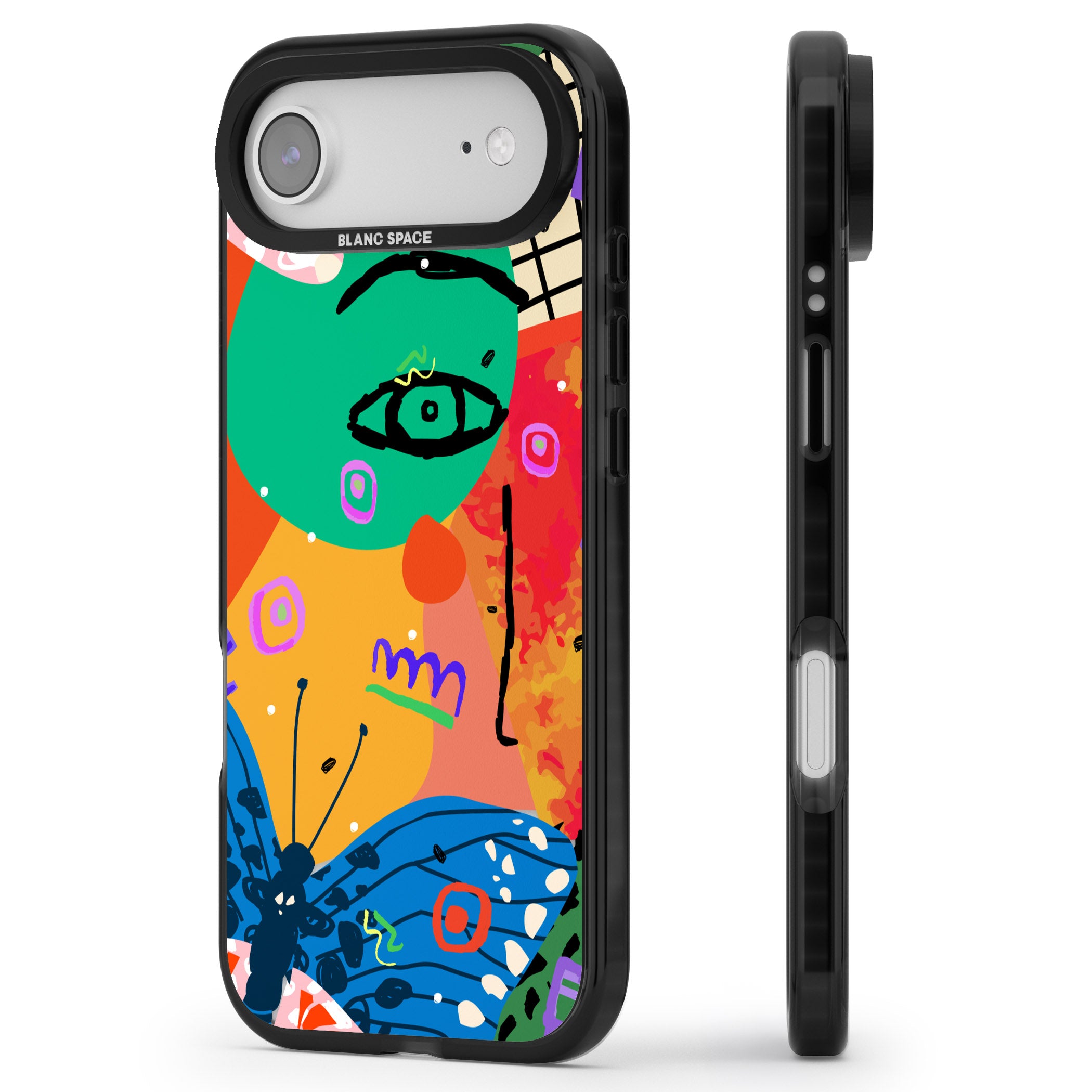 Abstract Butterfly iPhone 17 Air Impact Black Phone Case Side Profile