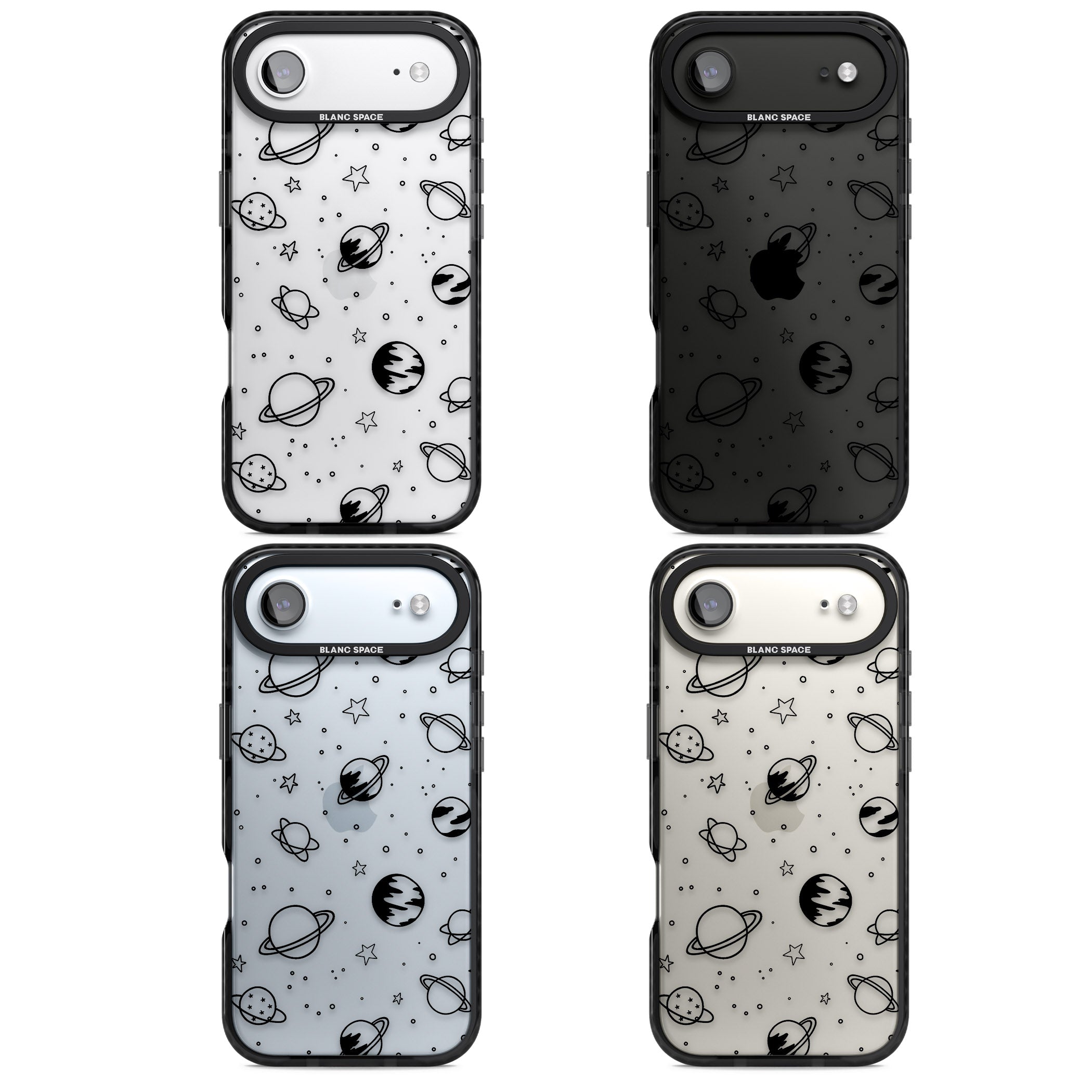 Cosmic Sketch Black Clear iPhone 17 Air Impact Black Phone Case APT Impact Protection