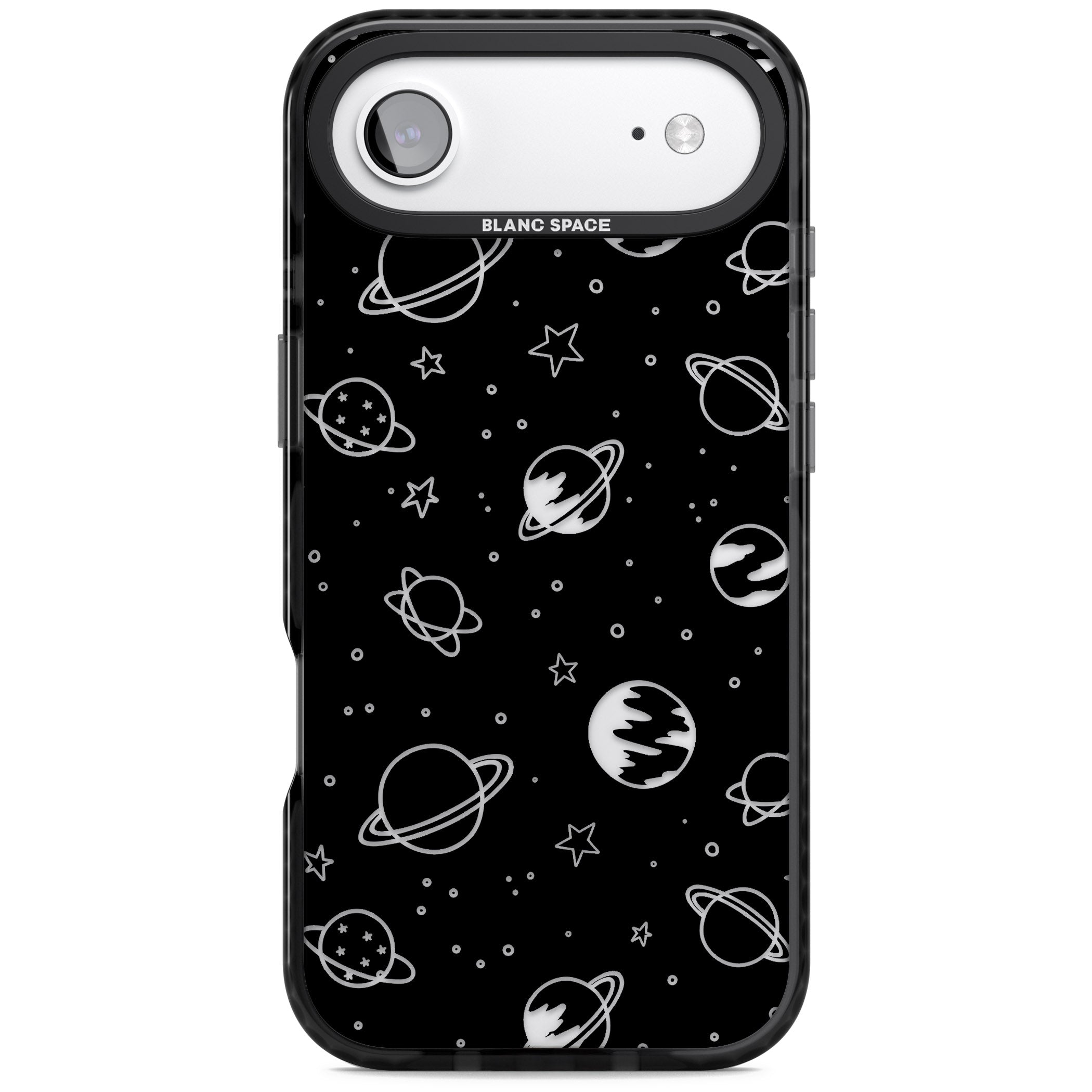 Cosmic Sketch Clear Black iPhone 17 Air Impact Black Phone Case