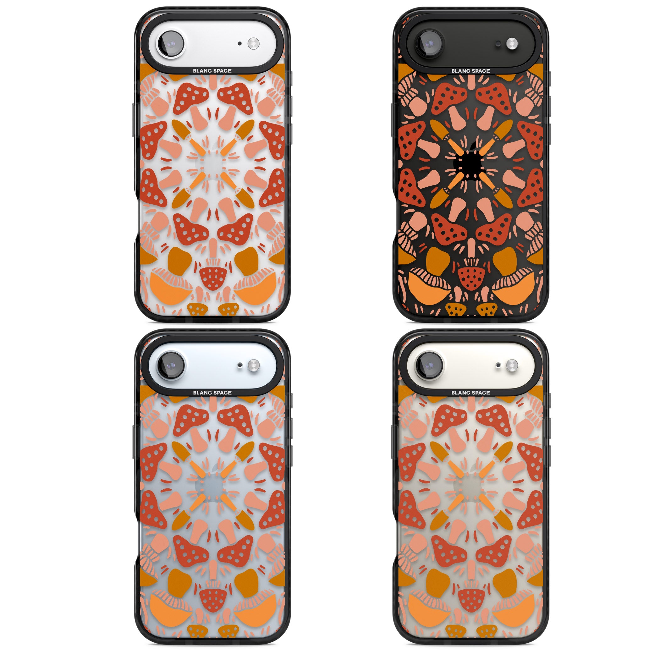 Mushroom Medley iPhone 17 Air Impact Black Phone Case APT Impact Protection