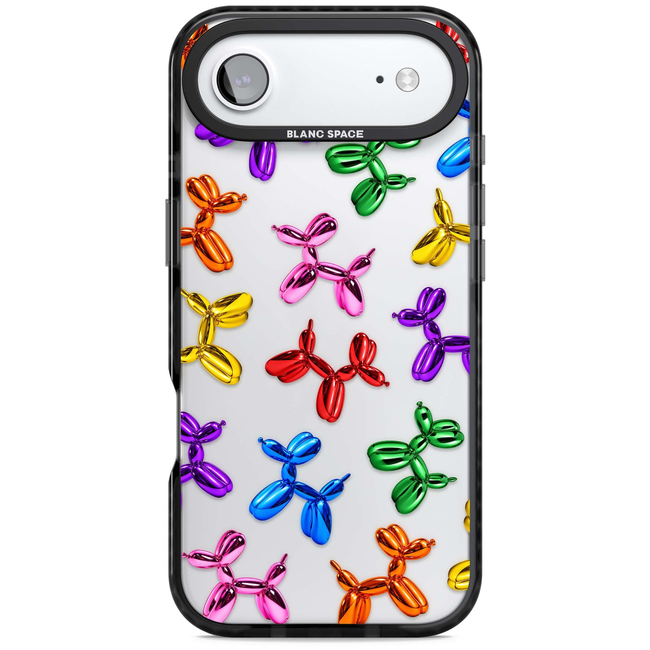 Balloon Dogs pop art iPhone case featuring rainbow chrome balloon dogs in Jeff Koons style | Clear Impact case for iPhone Air
