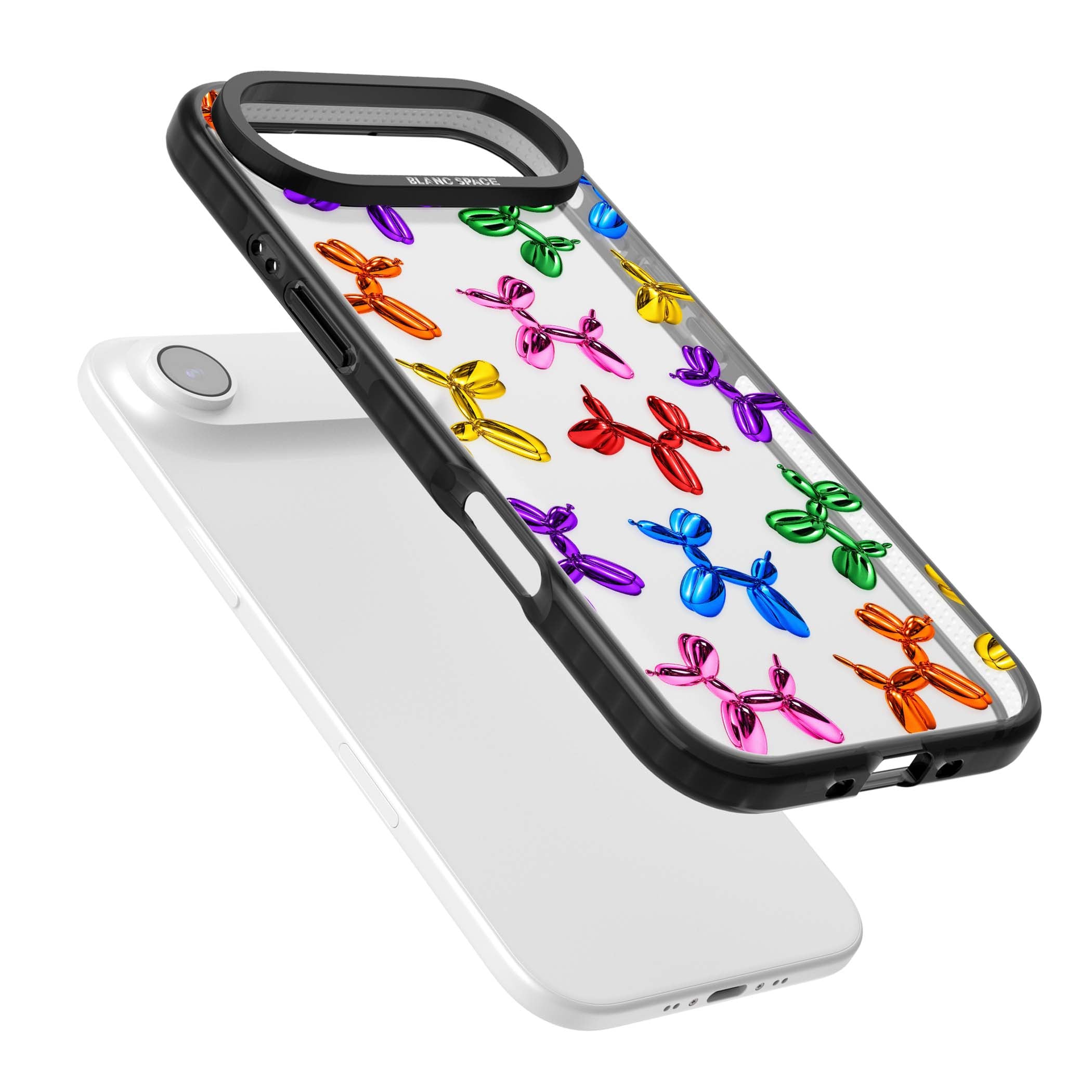 Balloon Dogs pop art iPhone case featuring rainbow chrome balloon dogs in Jeff Koons style | Clear Impact case for iPhone Air
