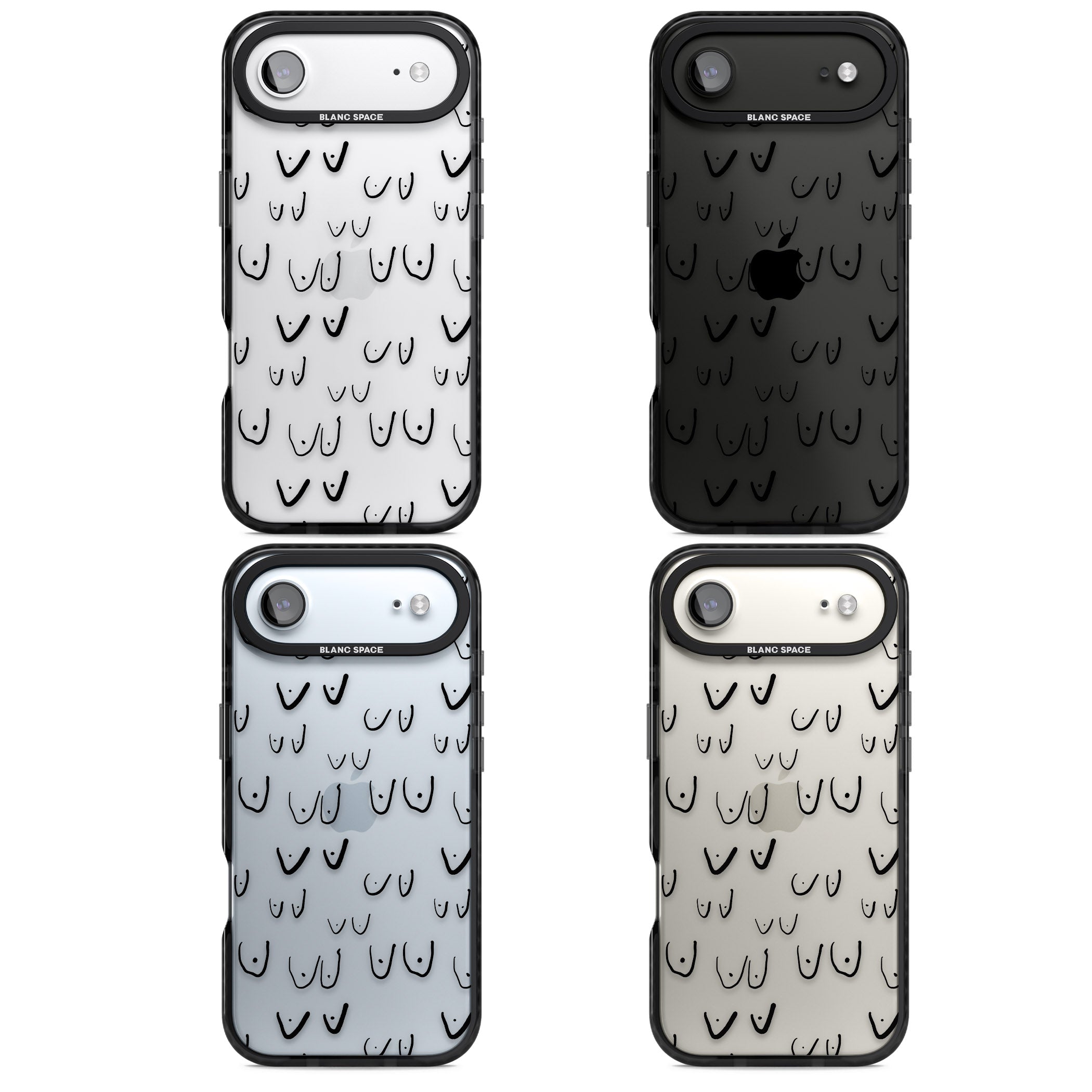 Boob Pattern (Black) iPhone 17 Air Impact Black Phone Case APT Impact Protection