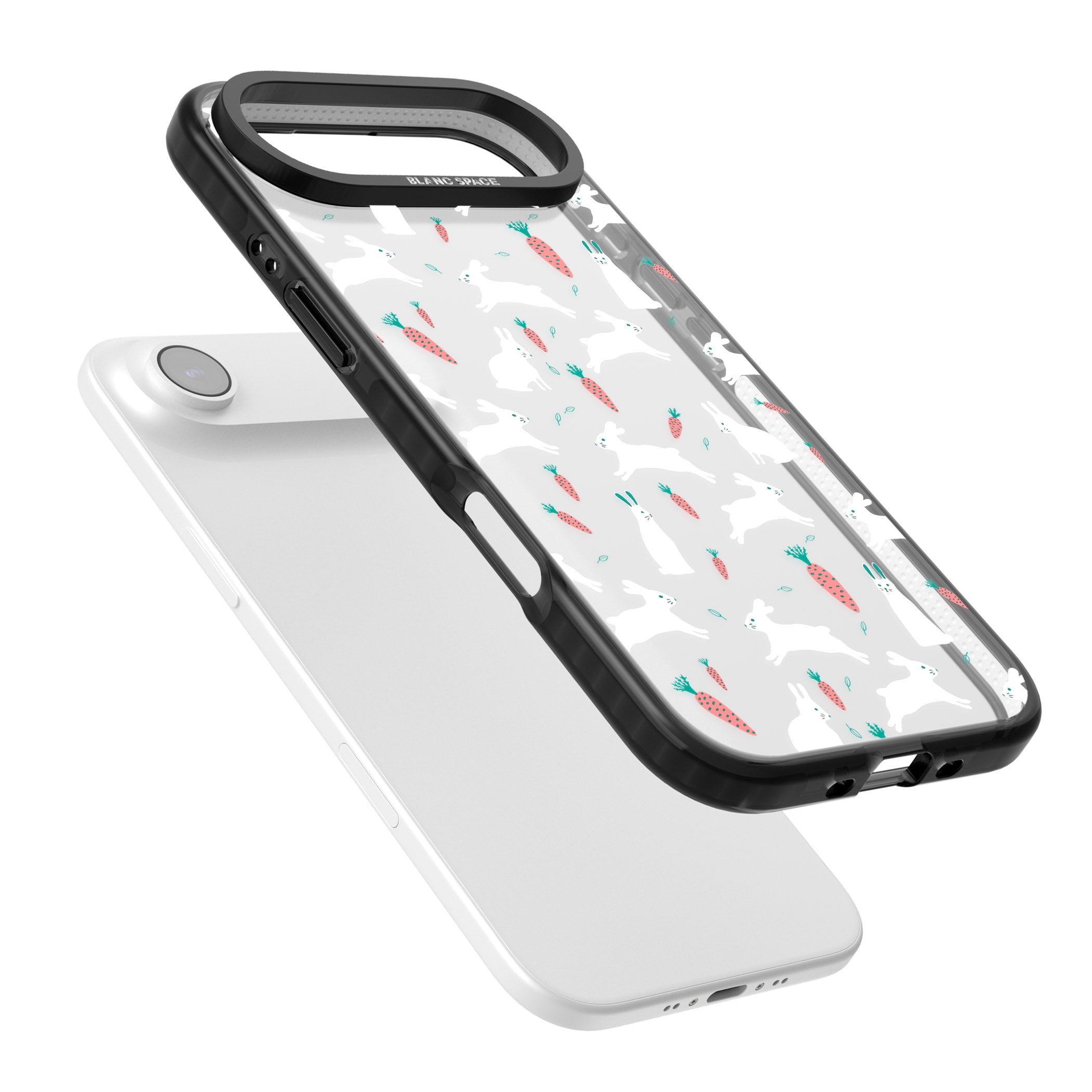 White Bunnies And Carrots iPhone 17 Air Impact Black Phone Case Colours
