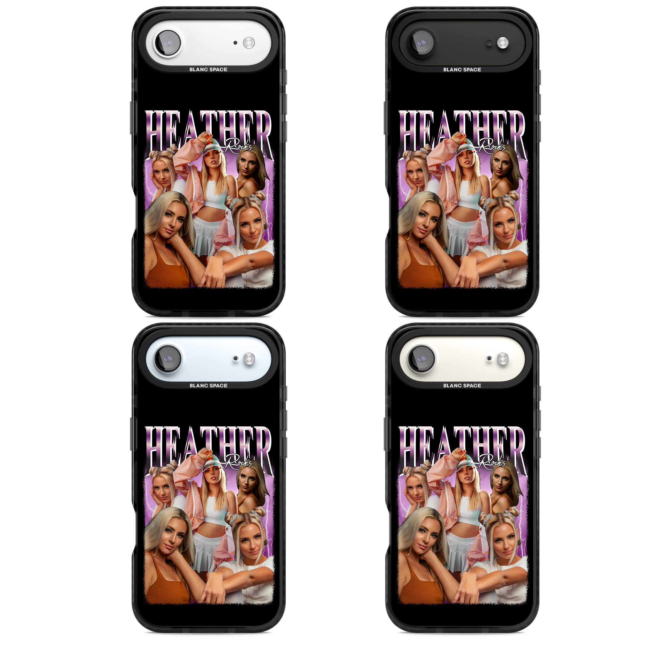 Personalised Airbrush Name & Photo Collage (Pink) iPhone 17 Air Impact Black Phone Case APT Impact Protection