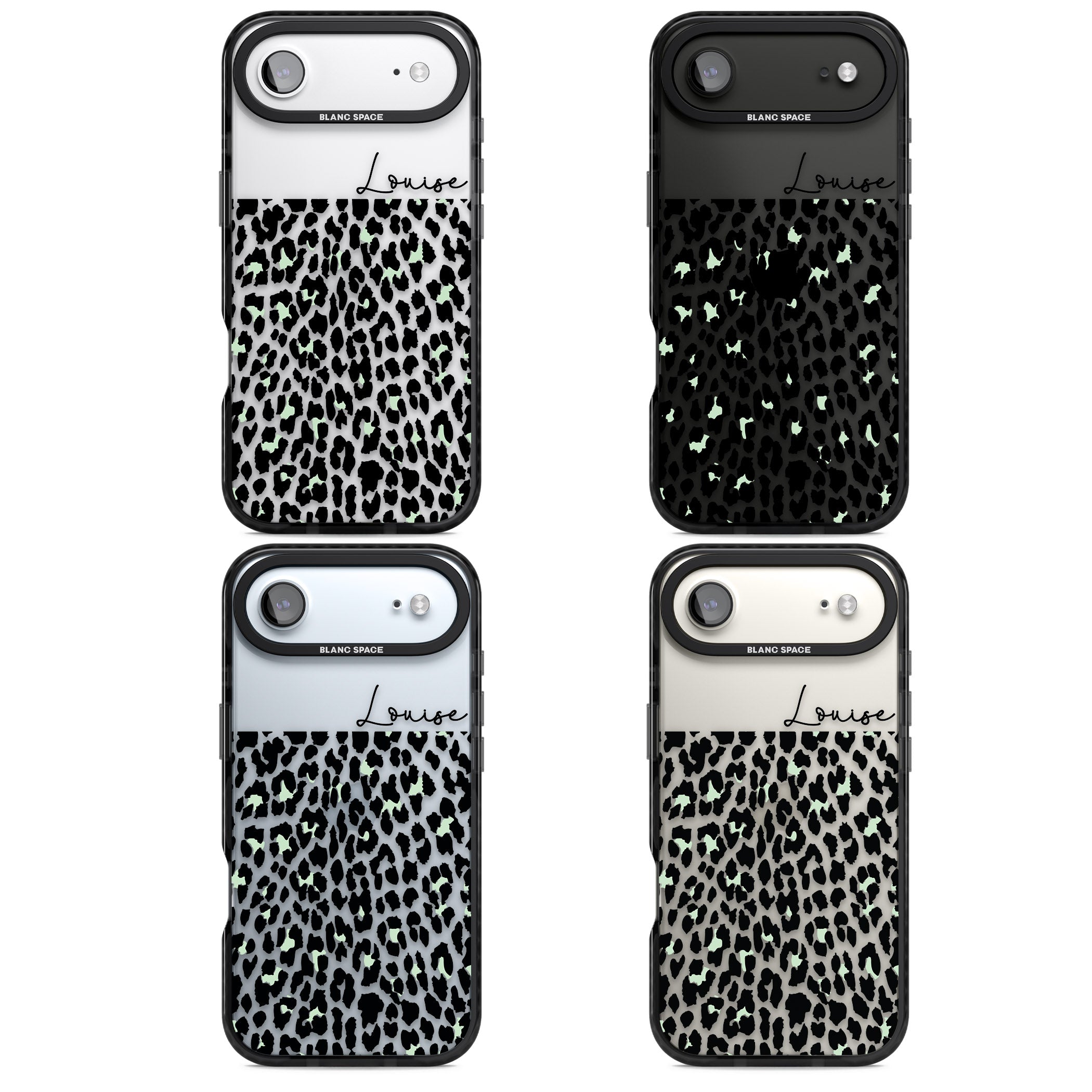 Personalised Seafoam Leopard iPhone 17 Air Impact Black Phone Case APT Impact Protection