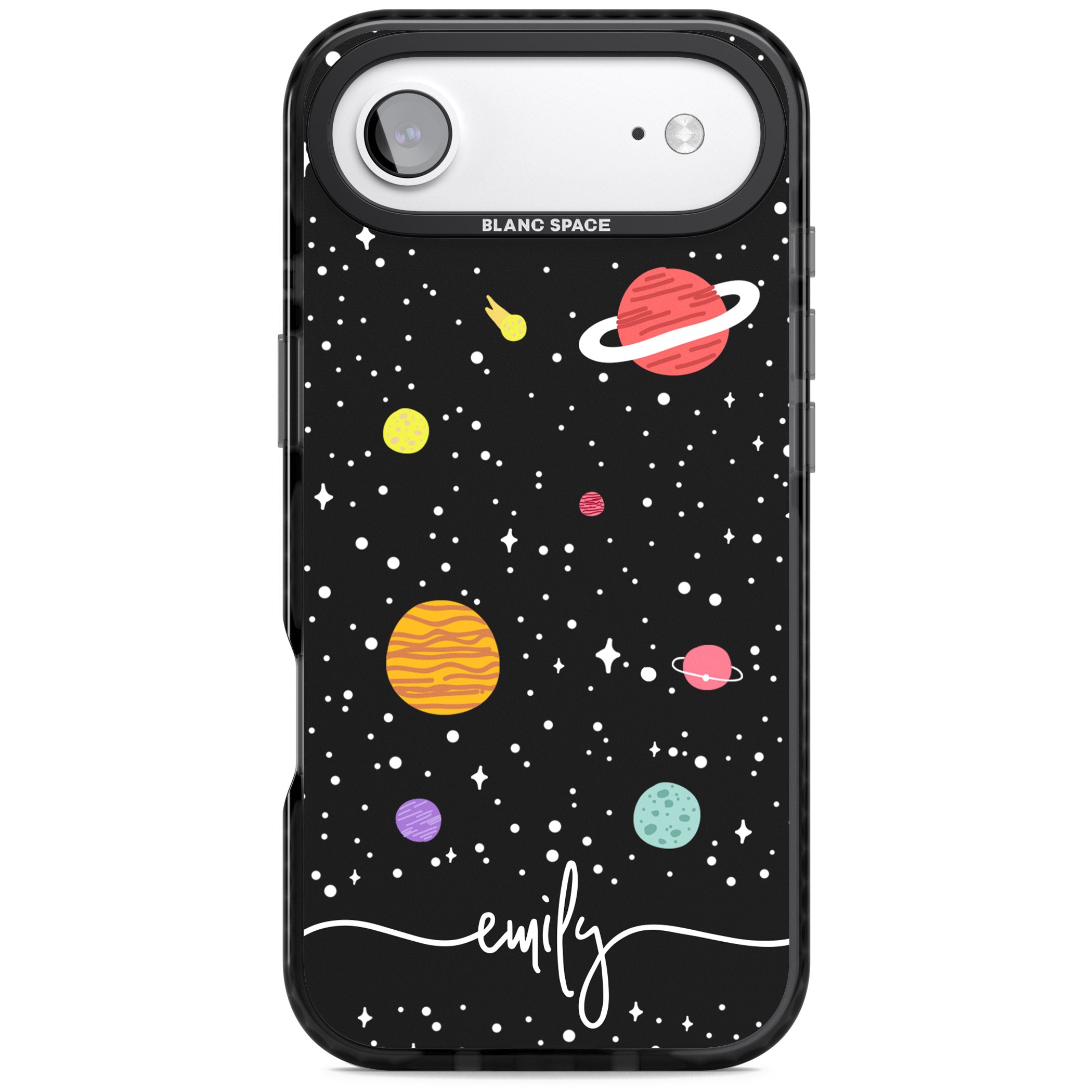 Personalised Cute Cartoon Planet iPhone 17 Air Impact Black Phone Case