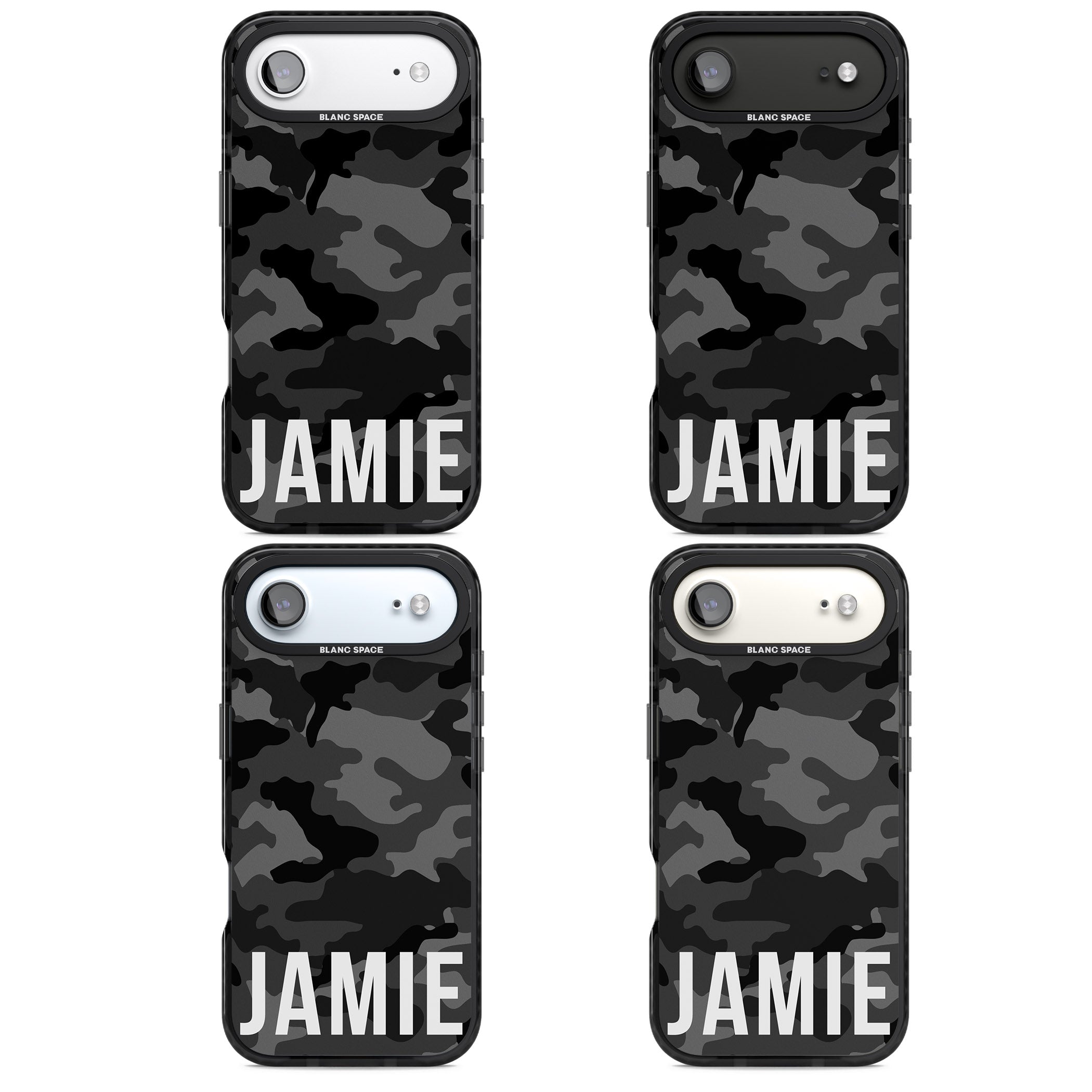 Personalised Black Camo Name Horizontal iPhone 17 Air Impact Black Phone Case APT Impact Protection