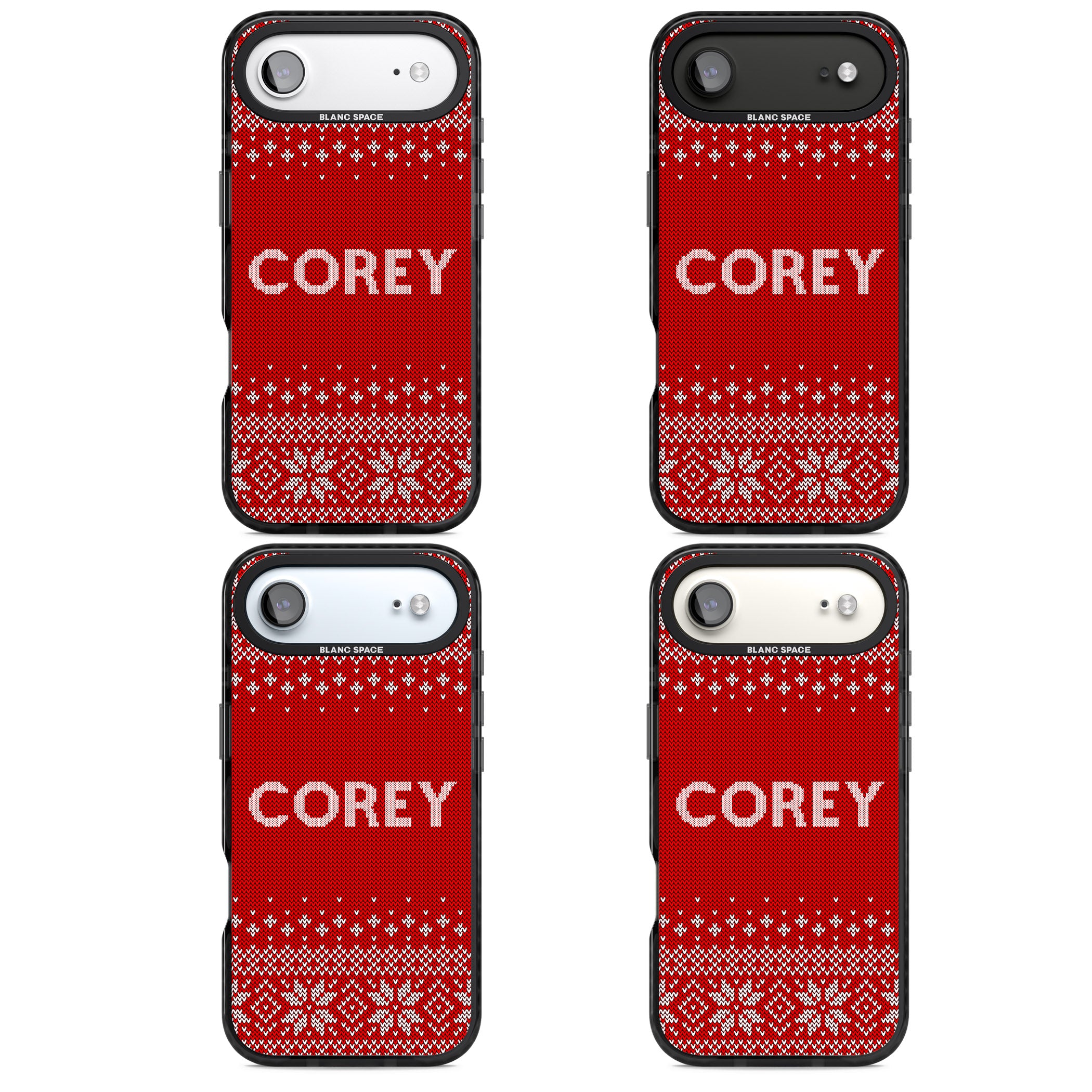 Personalised Red Christmas Knit iPhone 17 Air Impact Black Phone Case APT Impact Protection