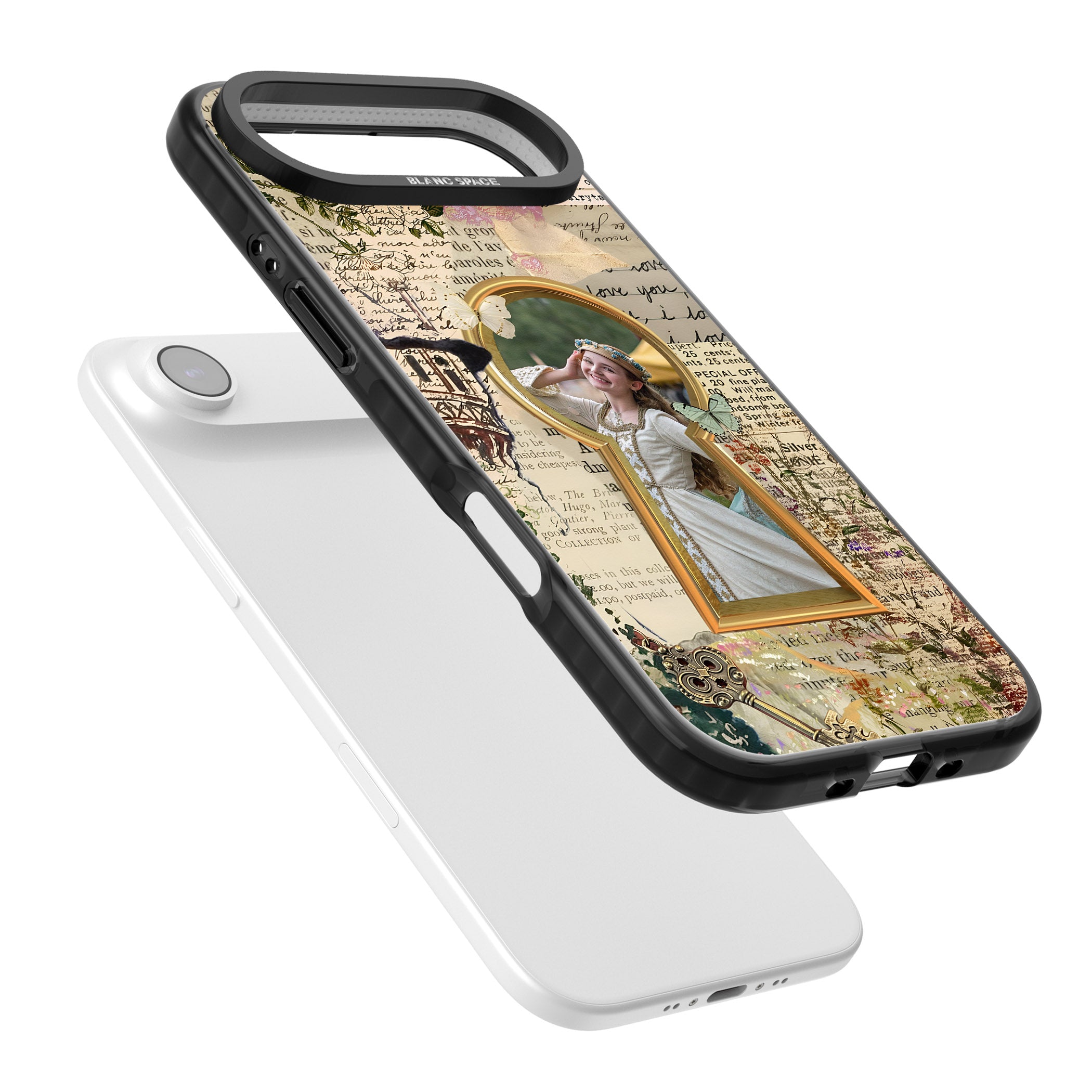 Personalised Bookpage Keyhole Frame iPhone 17 Air Impact Black Phone Case Colours