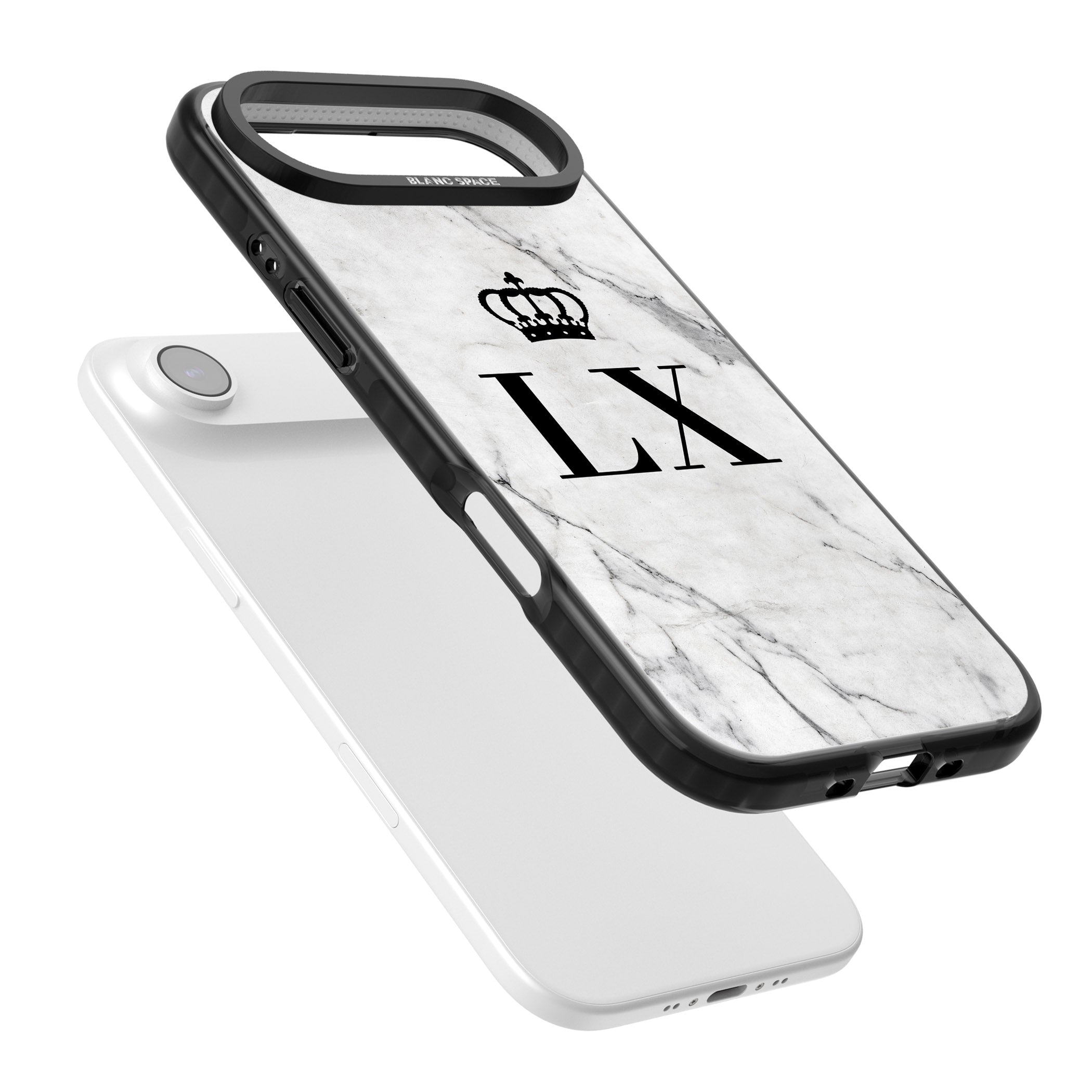 Personalised Initial Crown Marble iPhone 17 Air Impact Black Phone Case Colours