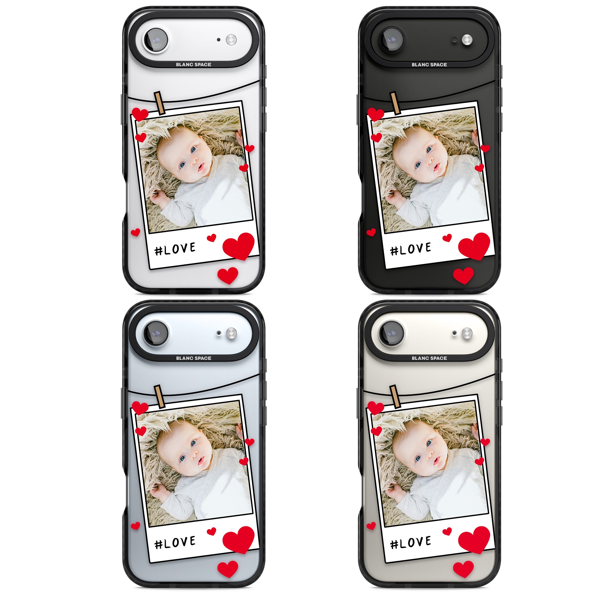 Personalised Paperclip & Hearts Instant Camera Photo iPhone 17 Air Impact Black Phone Case APT Impact Protection