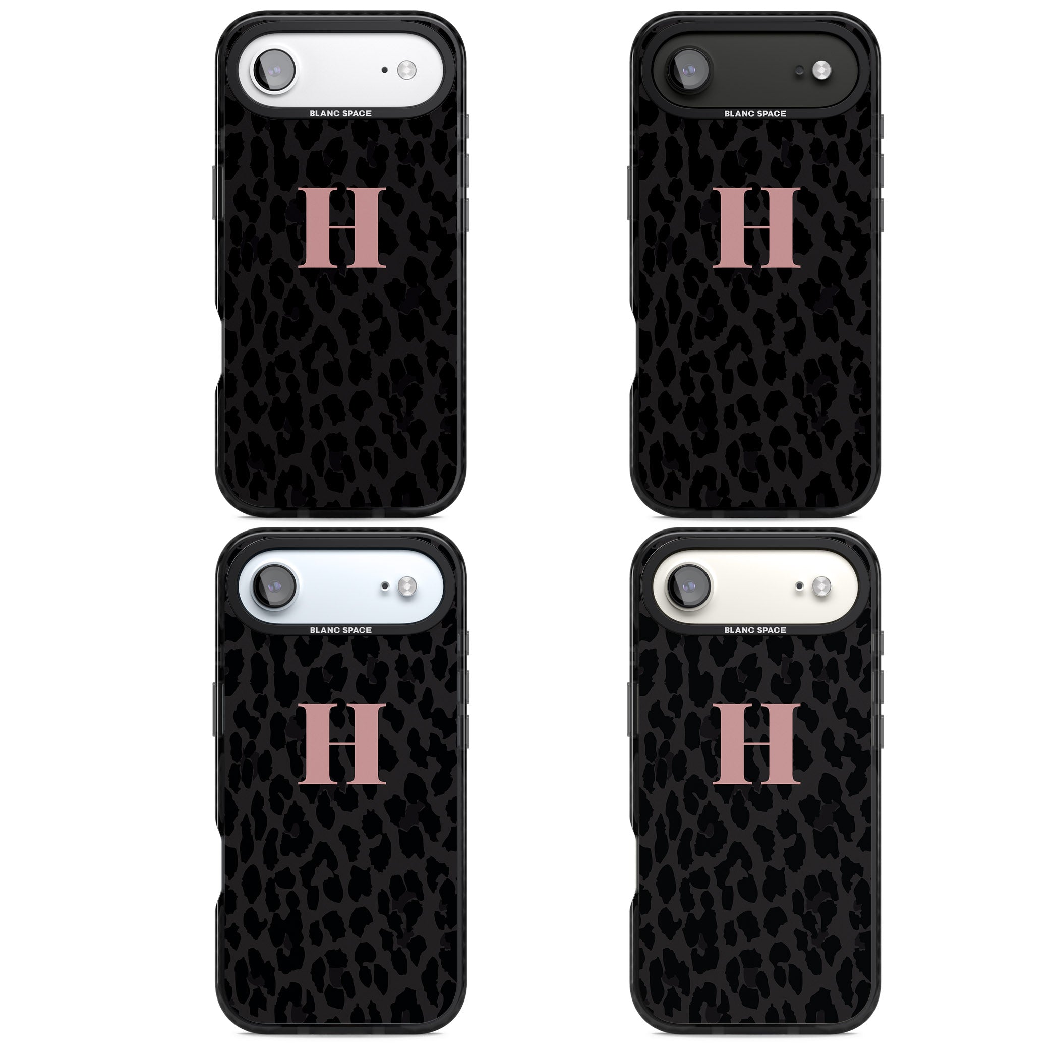 Personalised Pink Leopard Monogram iPhone 17 Air Impact Black Phone Case APT Impact Protection