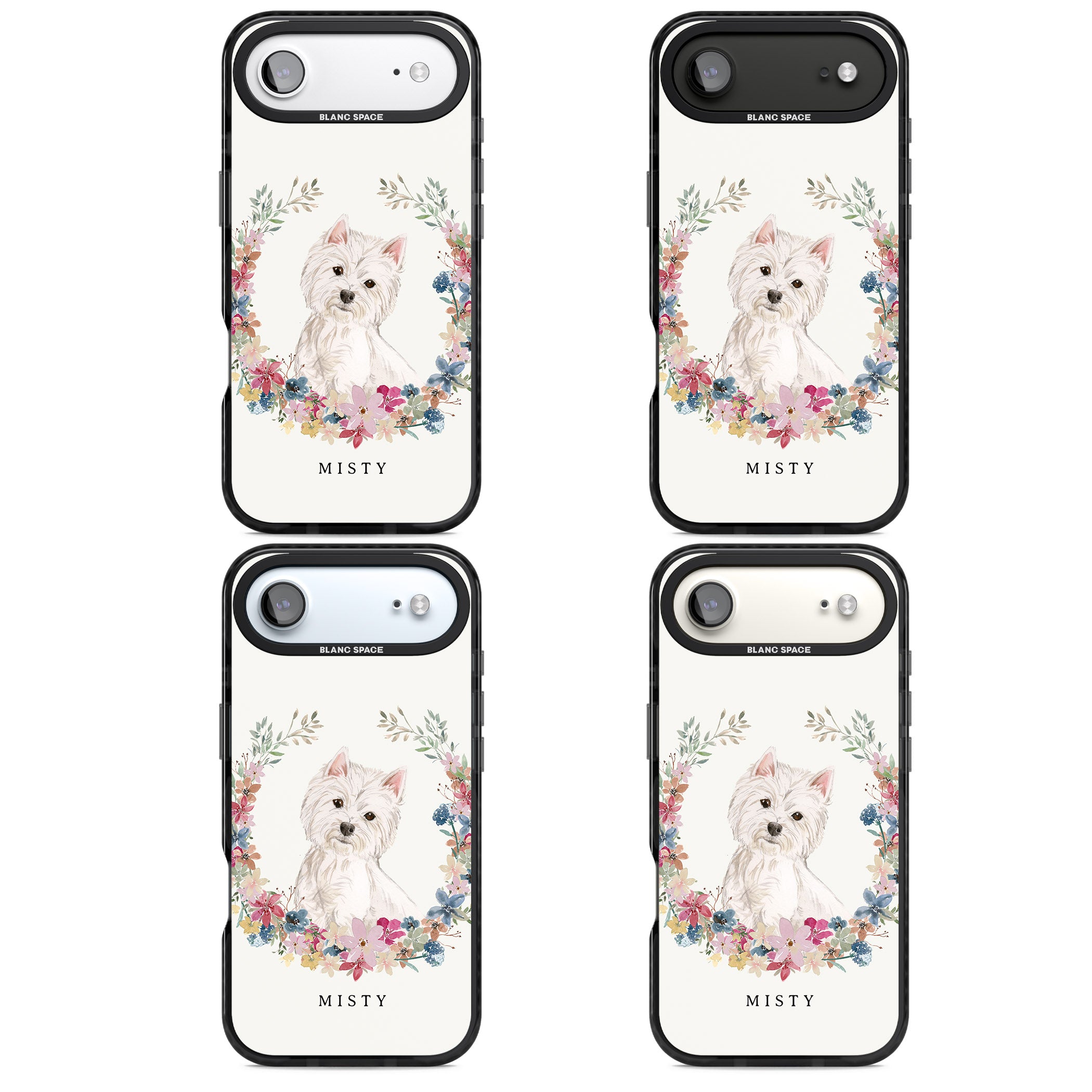Personalised Westie Floral Portrait iPhone 17 Air Impact Black Phone Case APT Impact Protection