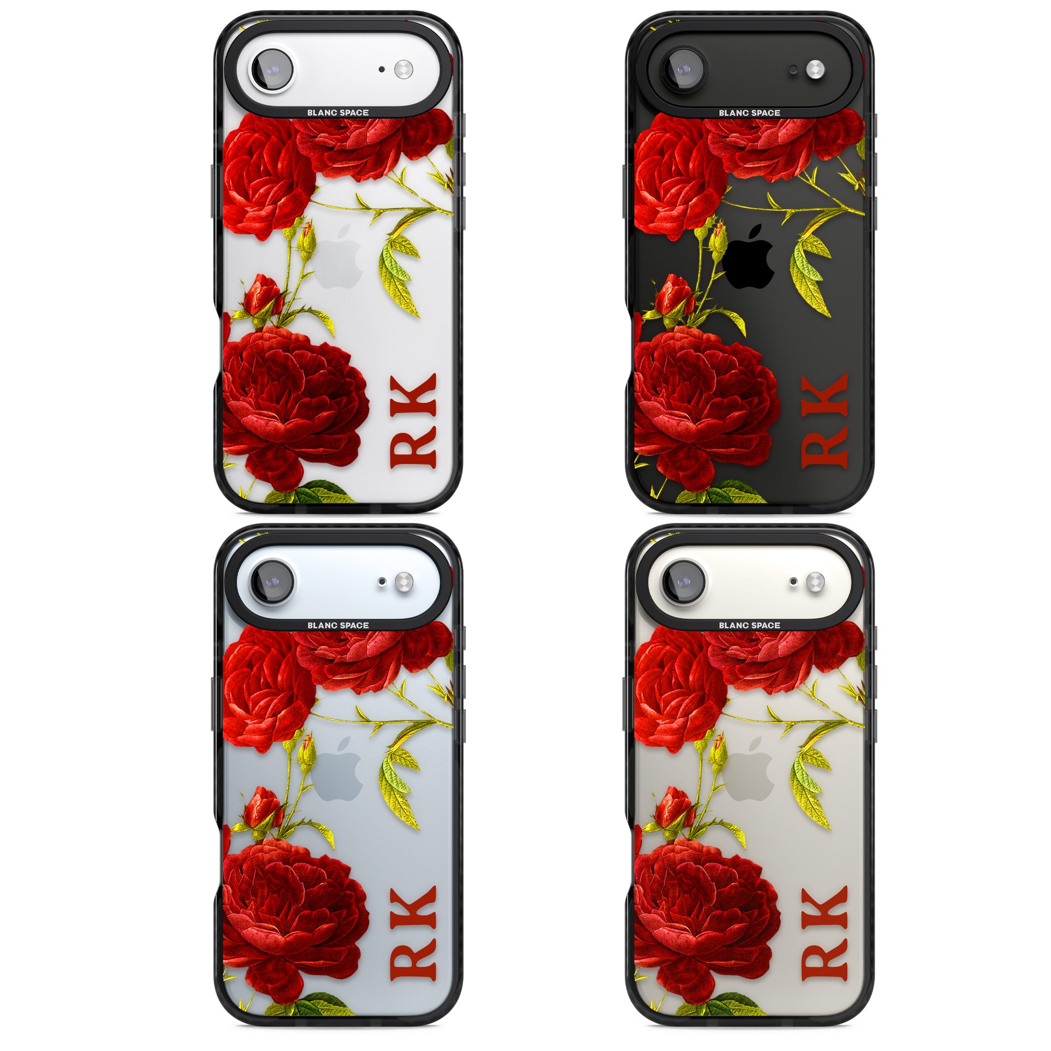 Personalised Vintage Floral Red Roses iPhone 17 Air Impact Black Phone Case APT Impact Protection