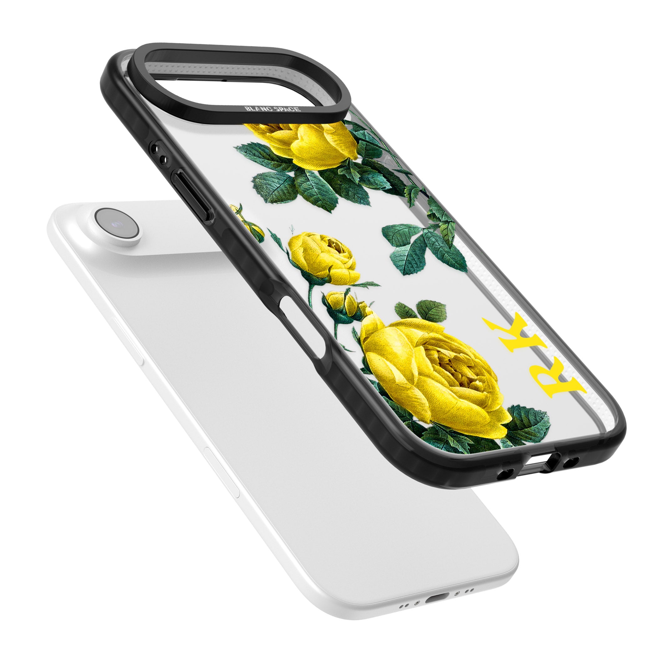 Personalised Vintage Floral Yellow Roses iPhone 17 Air Impact Black Phone Case Colours