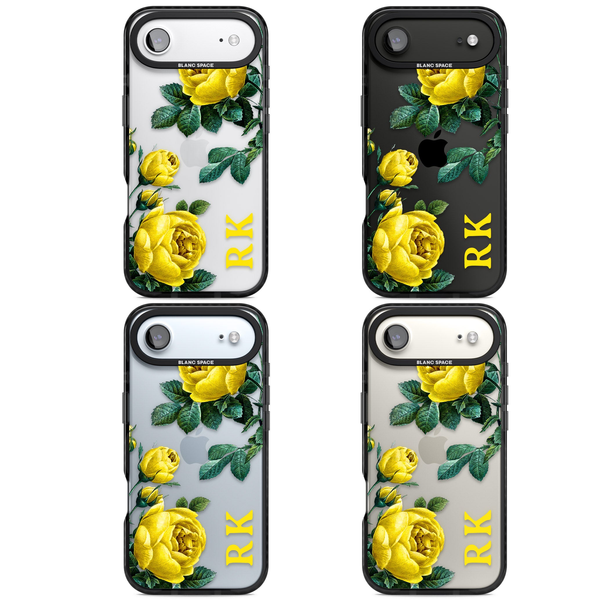 Personalised Vintage Floral Yellow Roses iPhone 17 Air Impact Black Phone Case APT Impact Protection