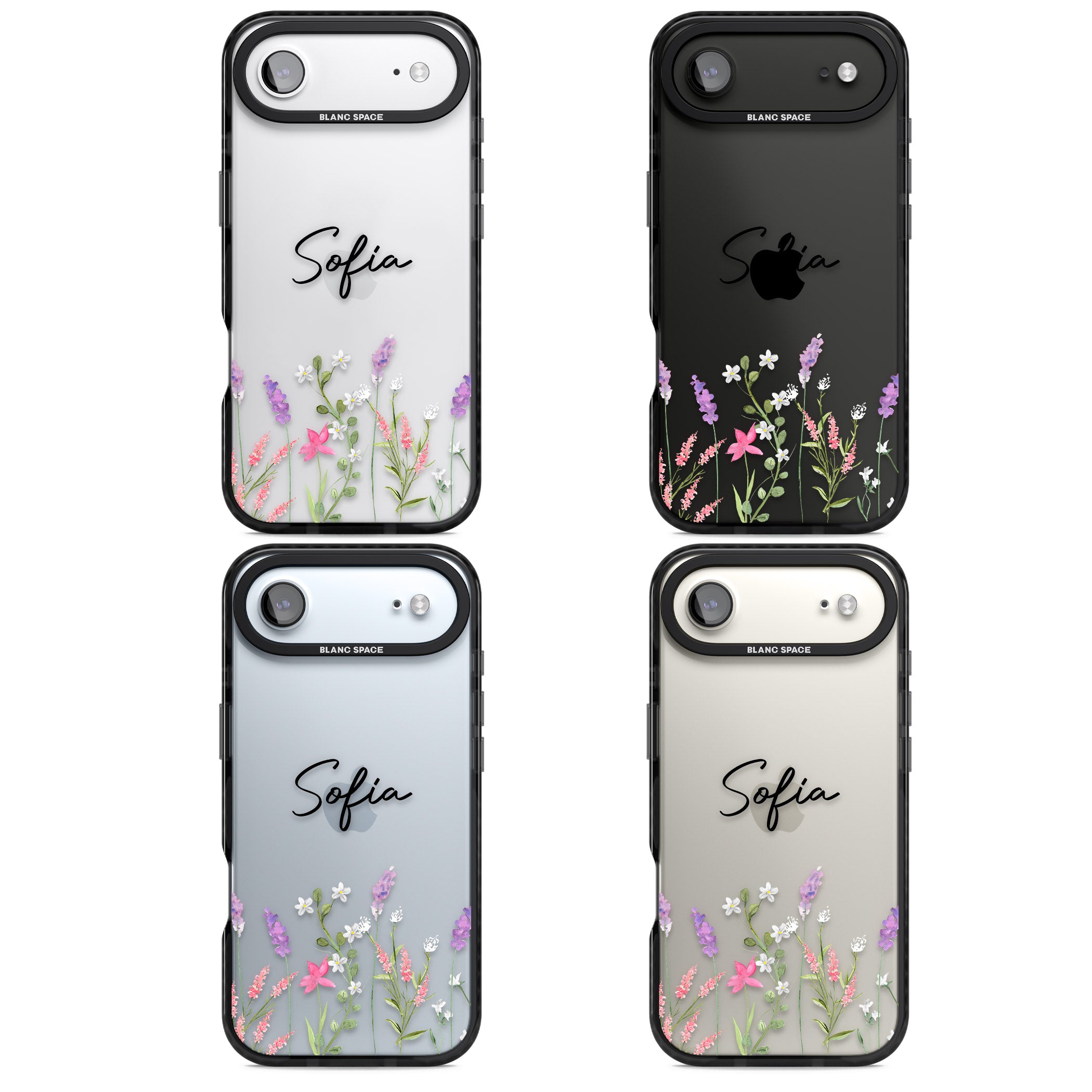 Personalised Lavender Wildflowers iPhone 17 Air Impact Black Phone Case APT Impact Protection